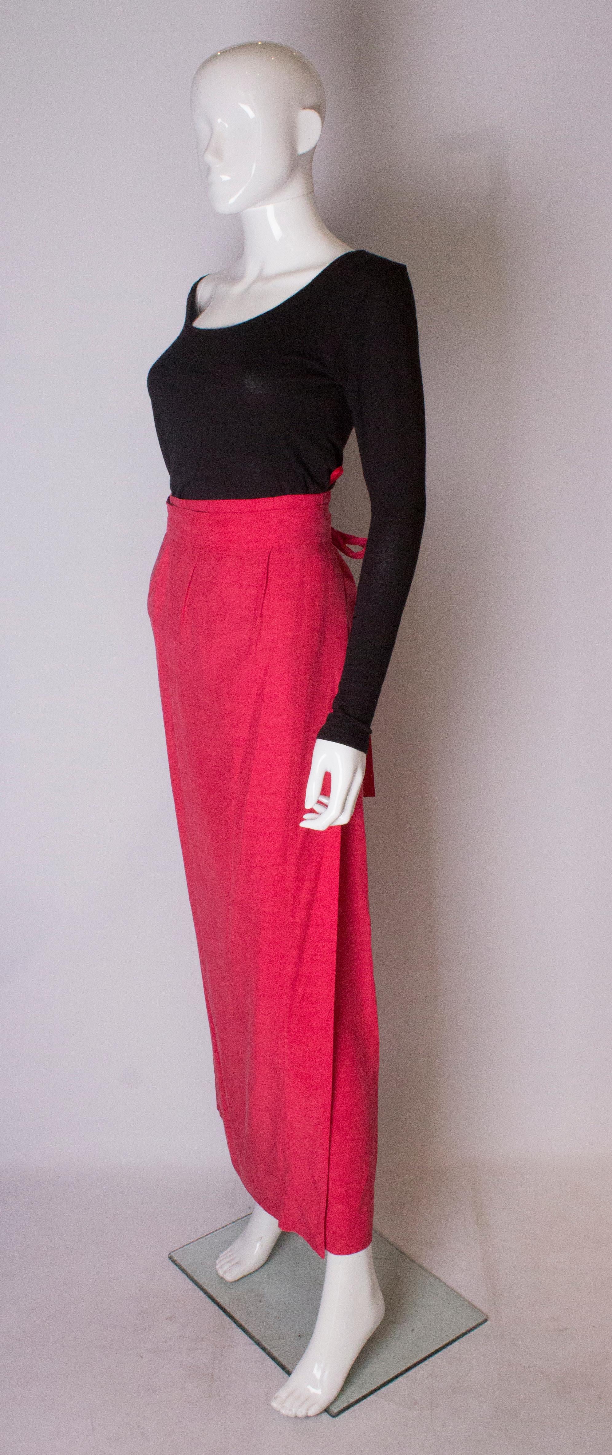 Vintage Yves Saint Laurent Rive Gauche Raspberry Pink Skirt In Good Condition For Sale In London, GB