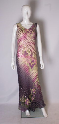 Beaded Vintage Gown with Tie Die Effect