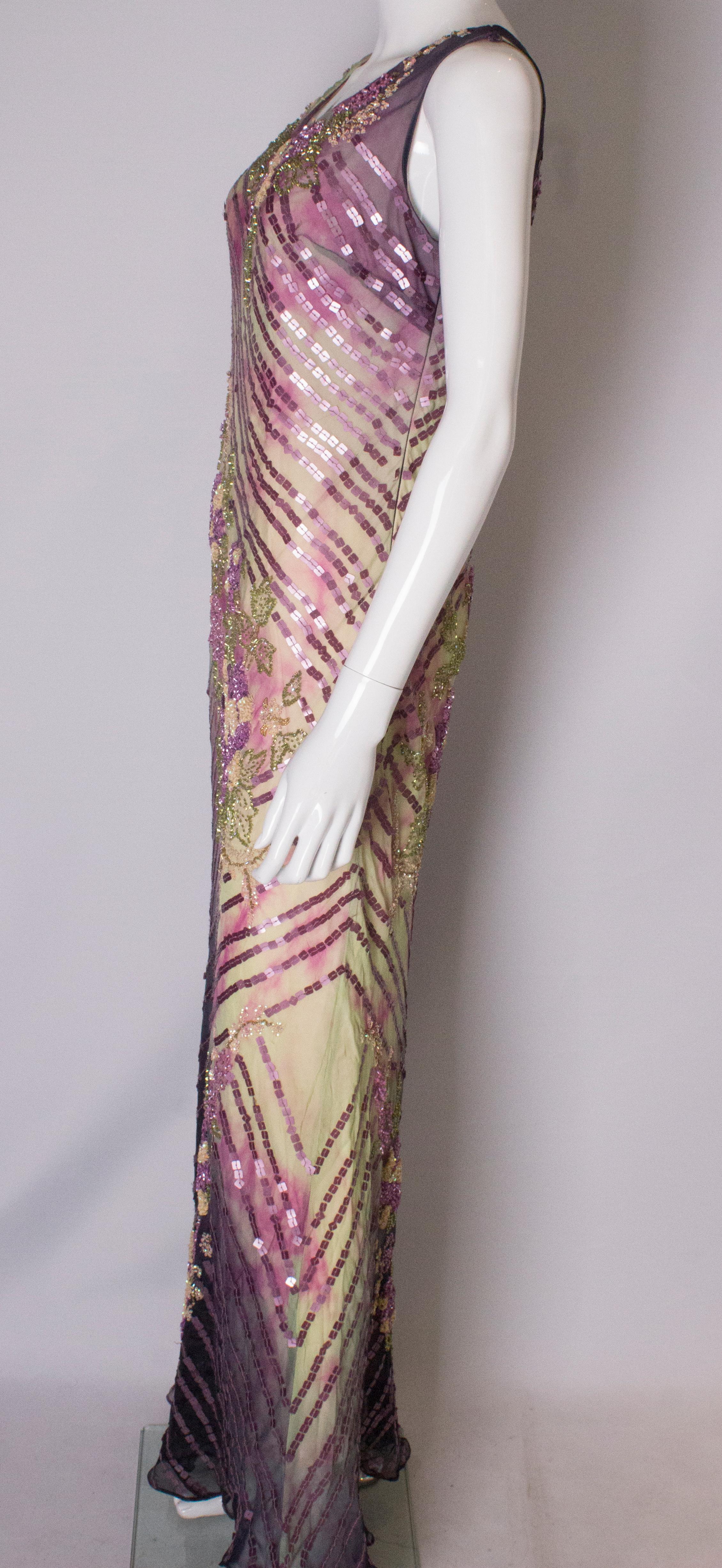 Beaded Vintage Gown with Tie Die Effect 1