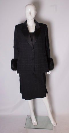 1980s Vintage Parveen Couture Suit with Fur Trim