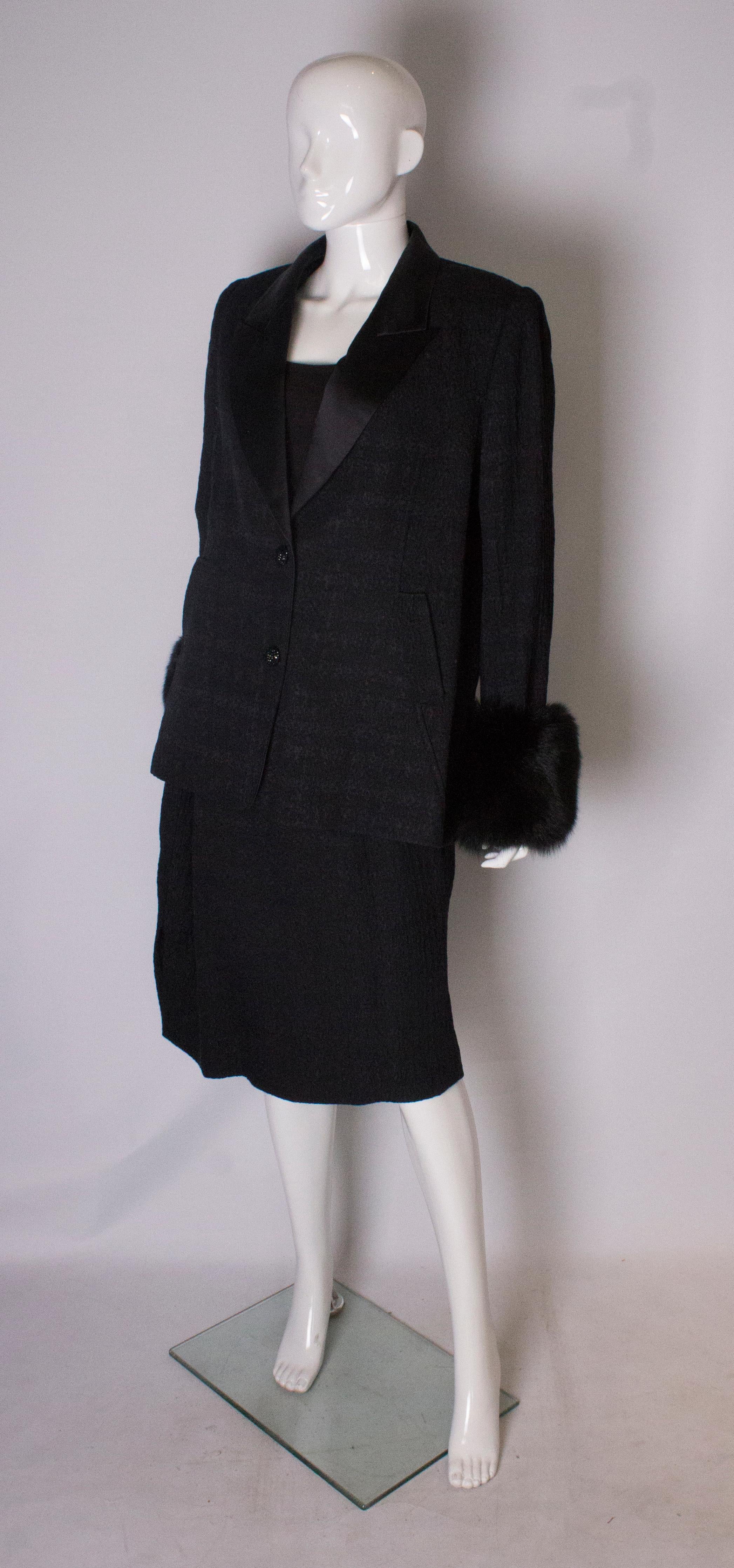 Women's 1980s Vintage Parveen Couture Suit with Fur Trim For Sale