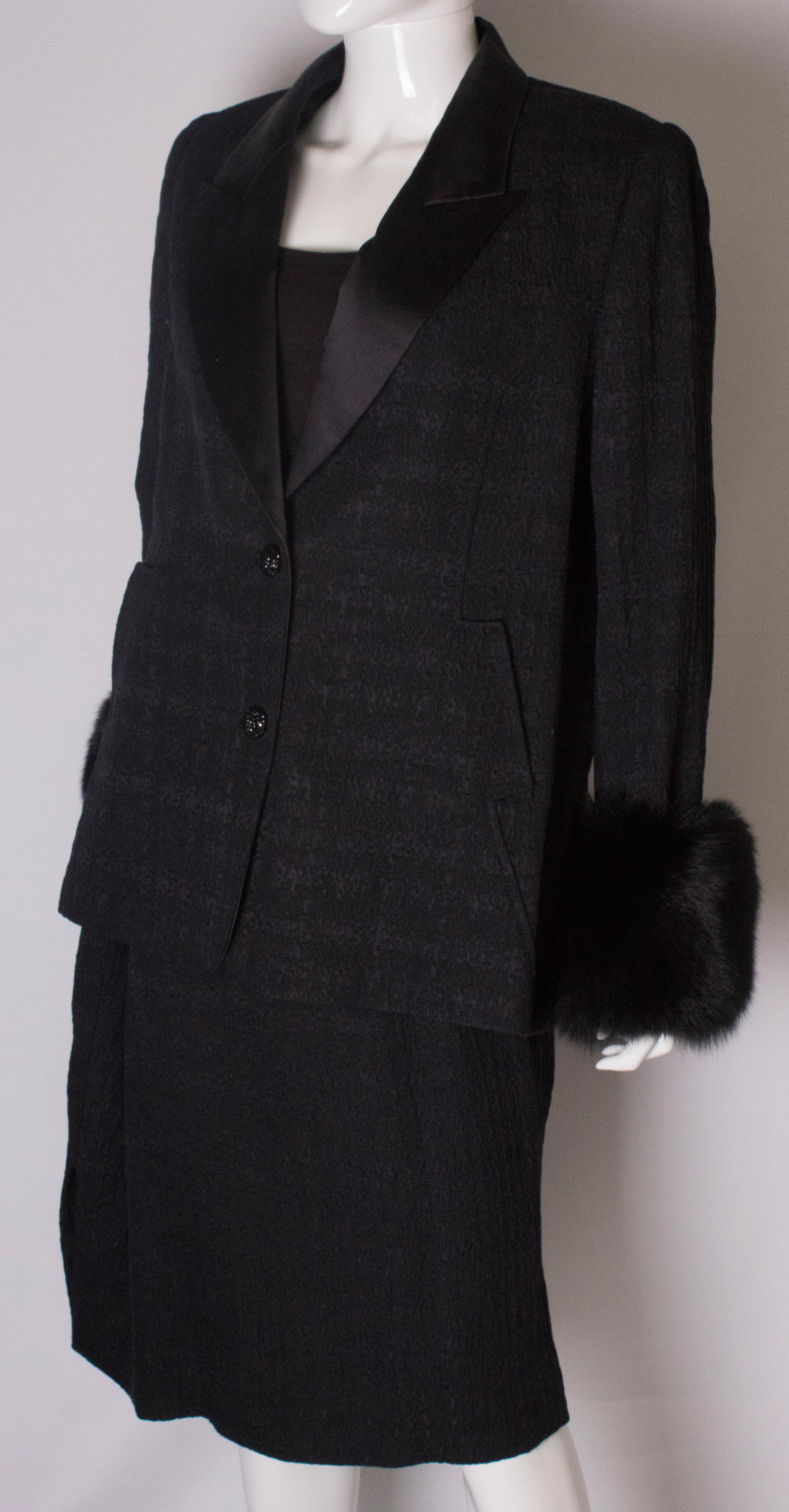 1980s Vintage Parveen Couture Suit with Fur Trim For Sale 1