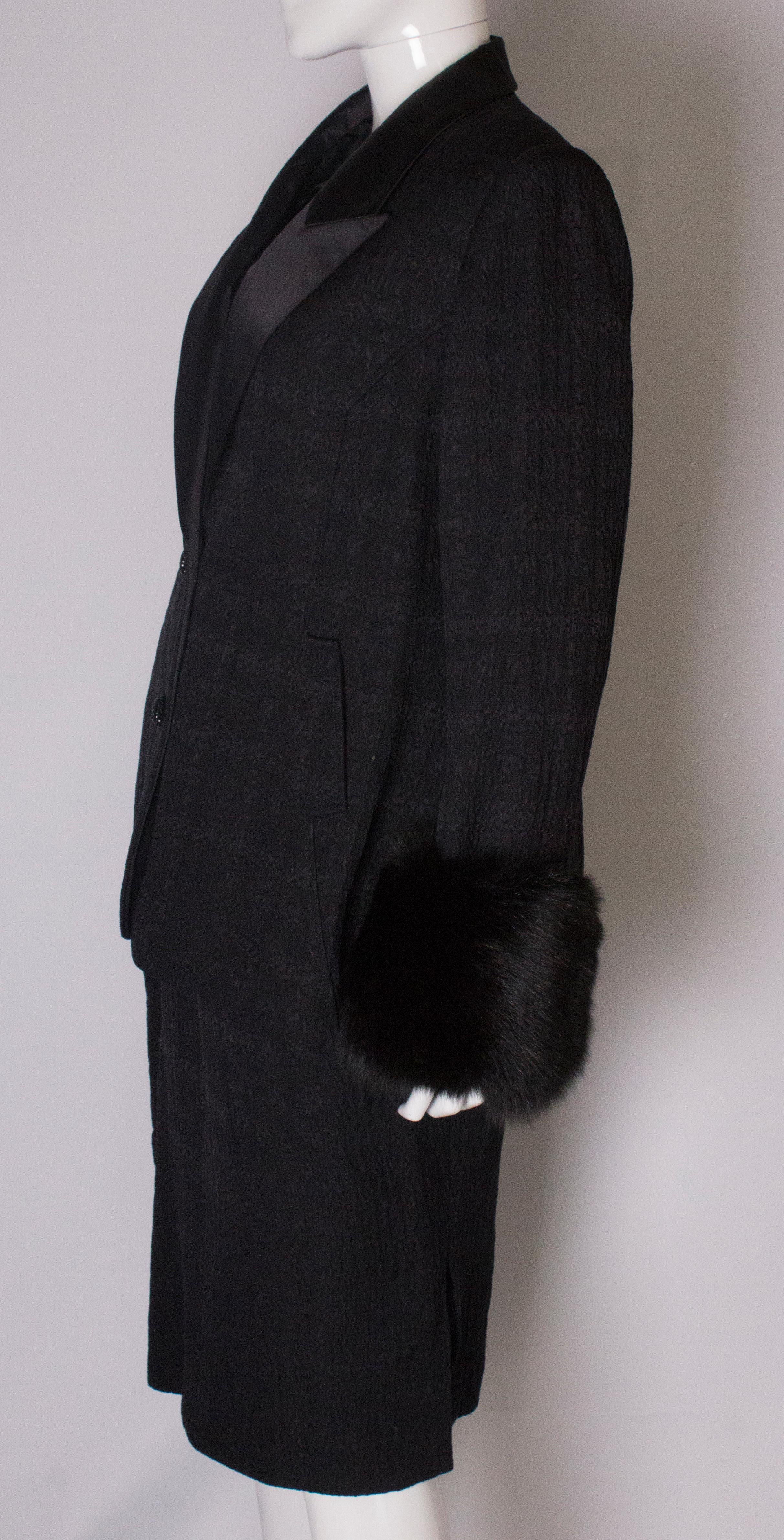 1980s Vintage Parveen Couture Suit with Fur Trim For Sale 3