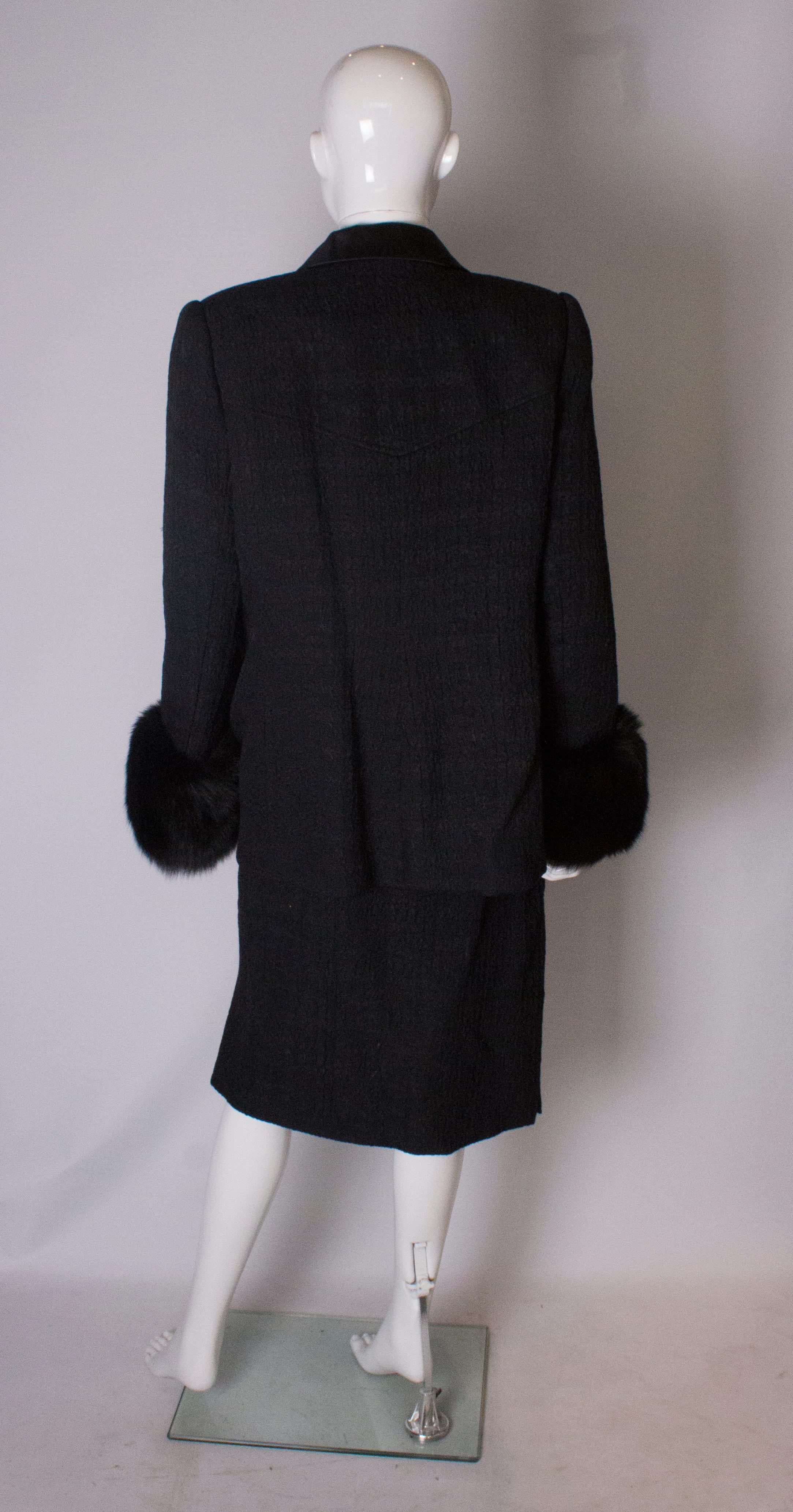 1980s Vintage Parveen Couture Suit with Fur Trim For Sale 4