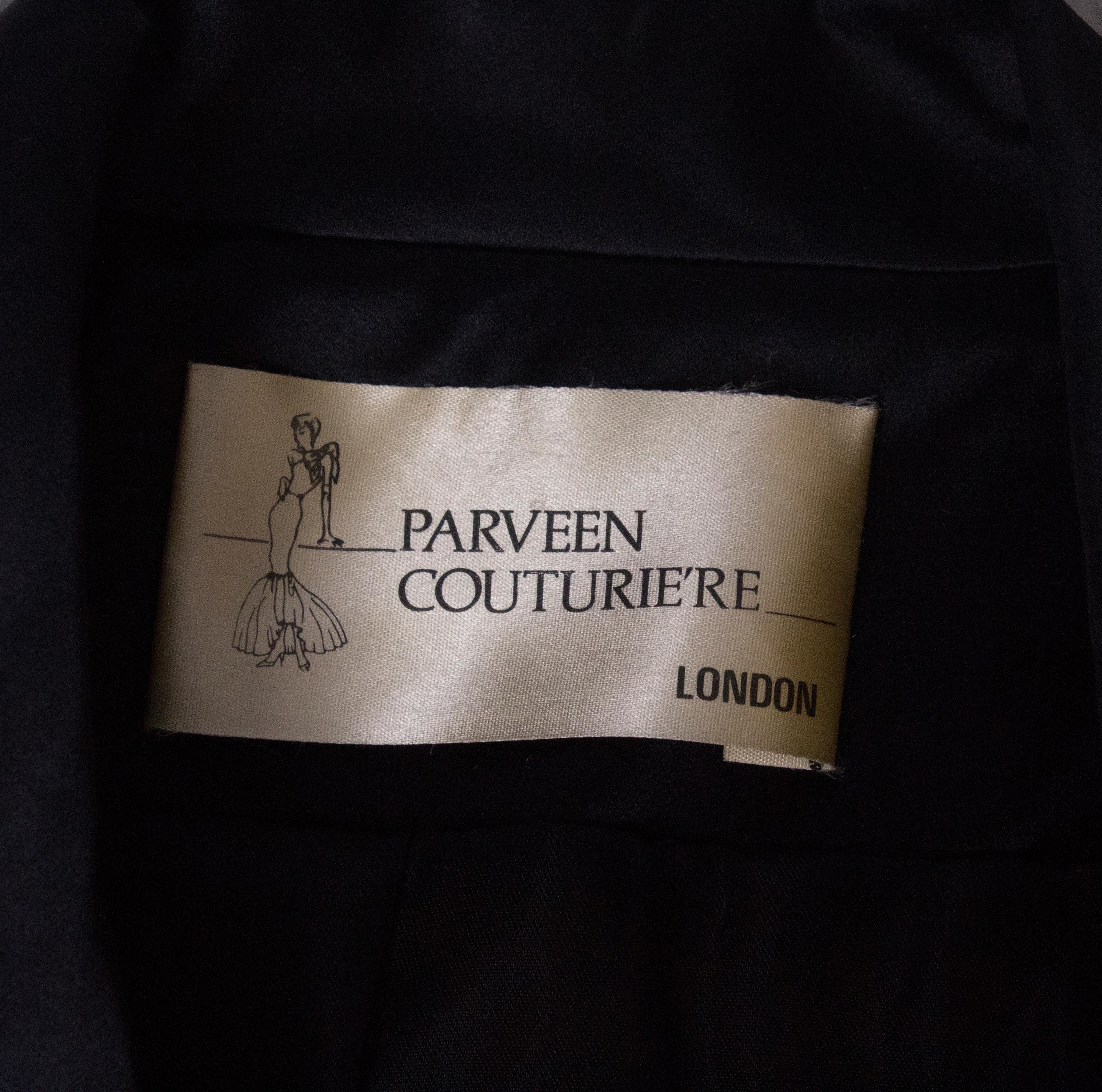 1980s Vintage Parveen Couture Suit with Fur Trim For Sale 6