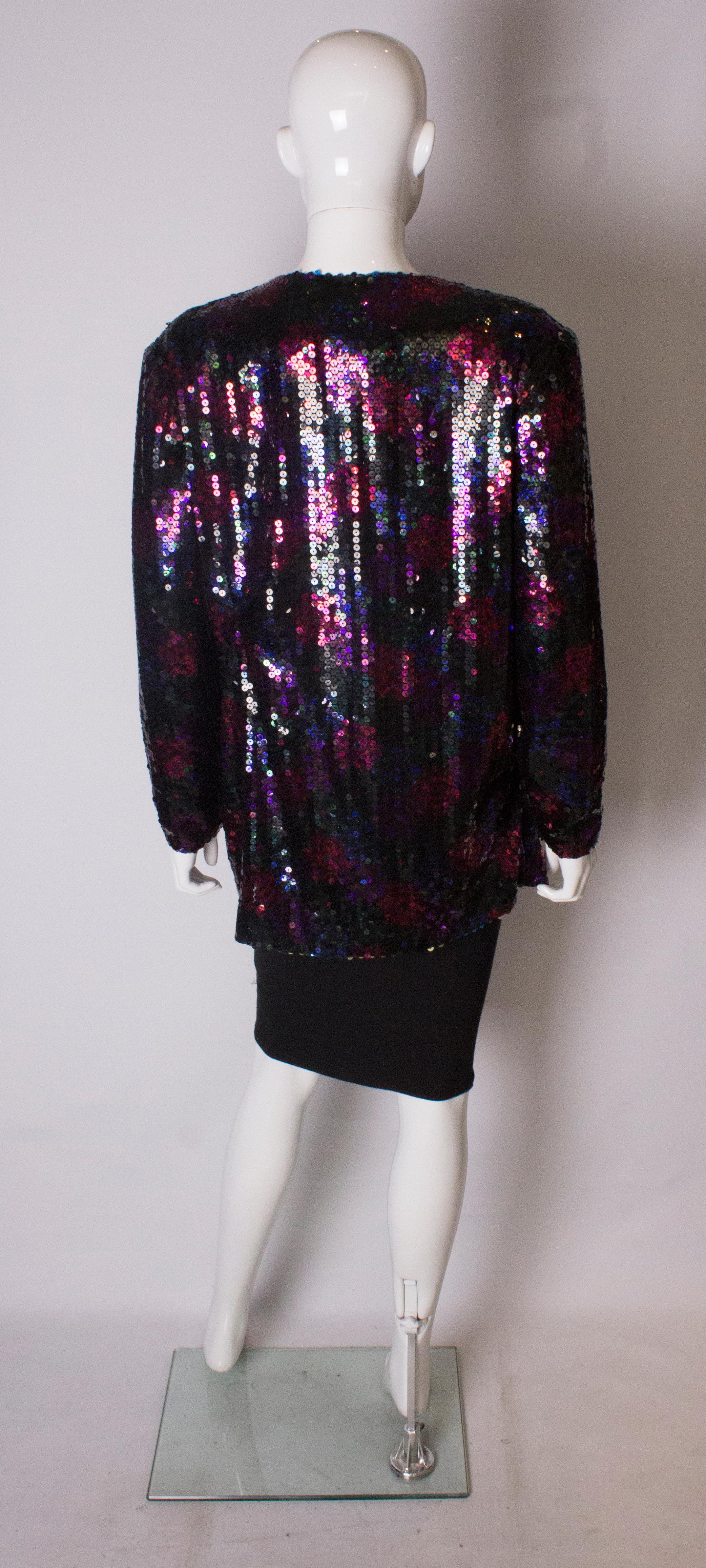 Black Vintage Jacques Azagury Sequin Jacket For Sale