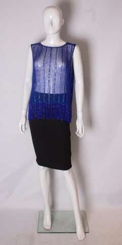 Blue Vintage Beaded and Sequined Shell Top