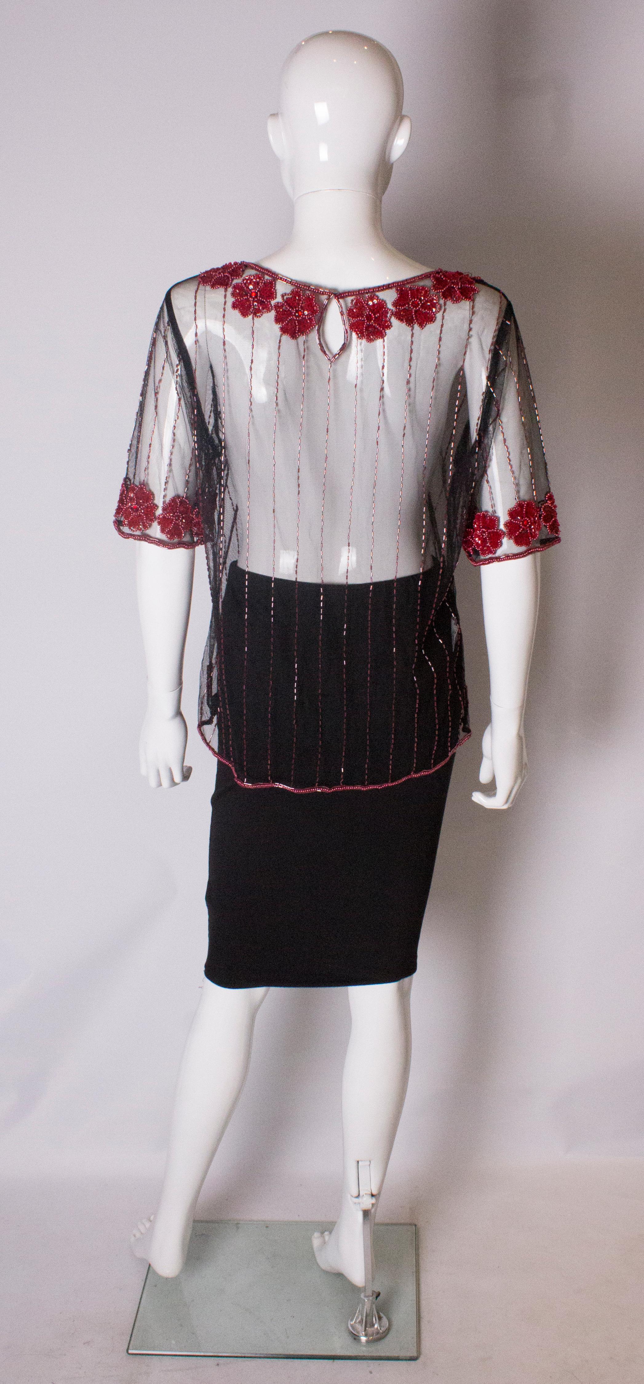 Net T Shirt Shirt with Sequin and Bead Embellishment, 1970s For Sale 2