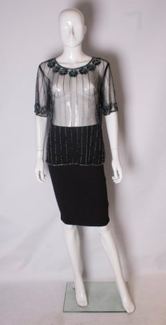 Vintage Net T Shirt with Sequin and Bead Embellishment