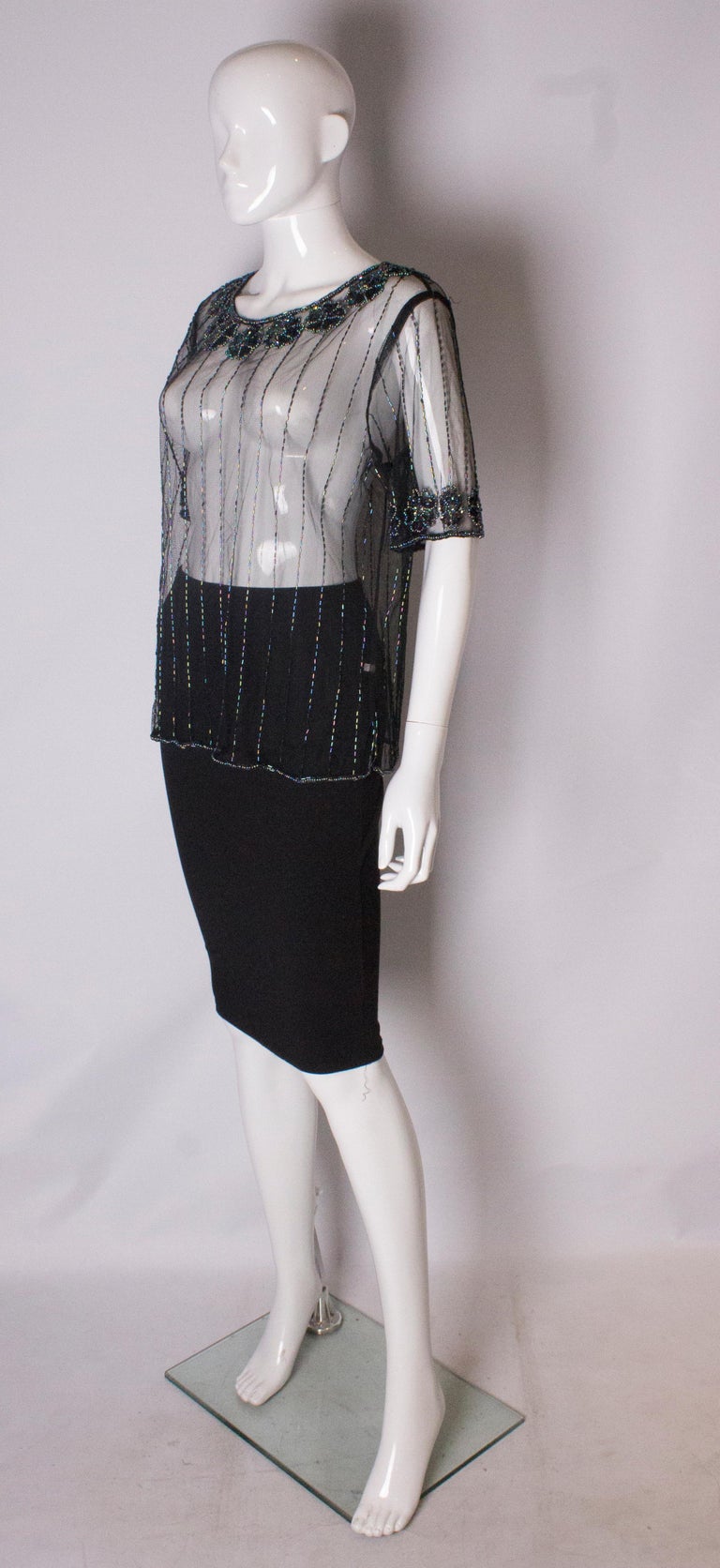 Vintage Net T Shirt with Sequin and Bead Embellishment For Sale at 1stDibs