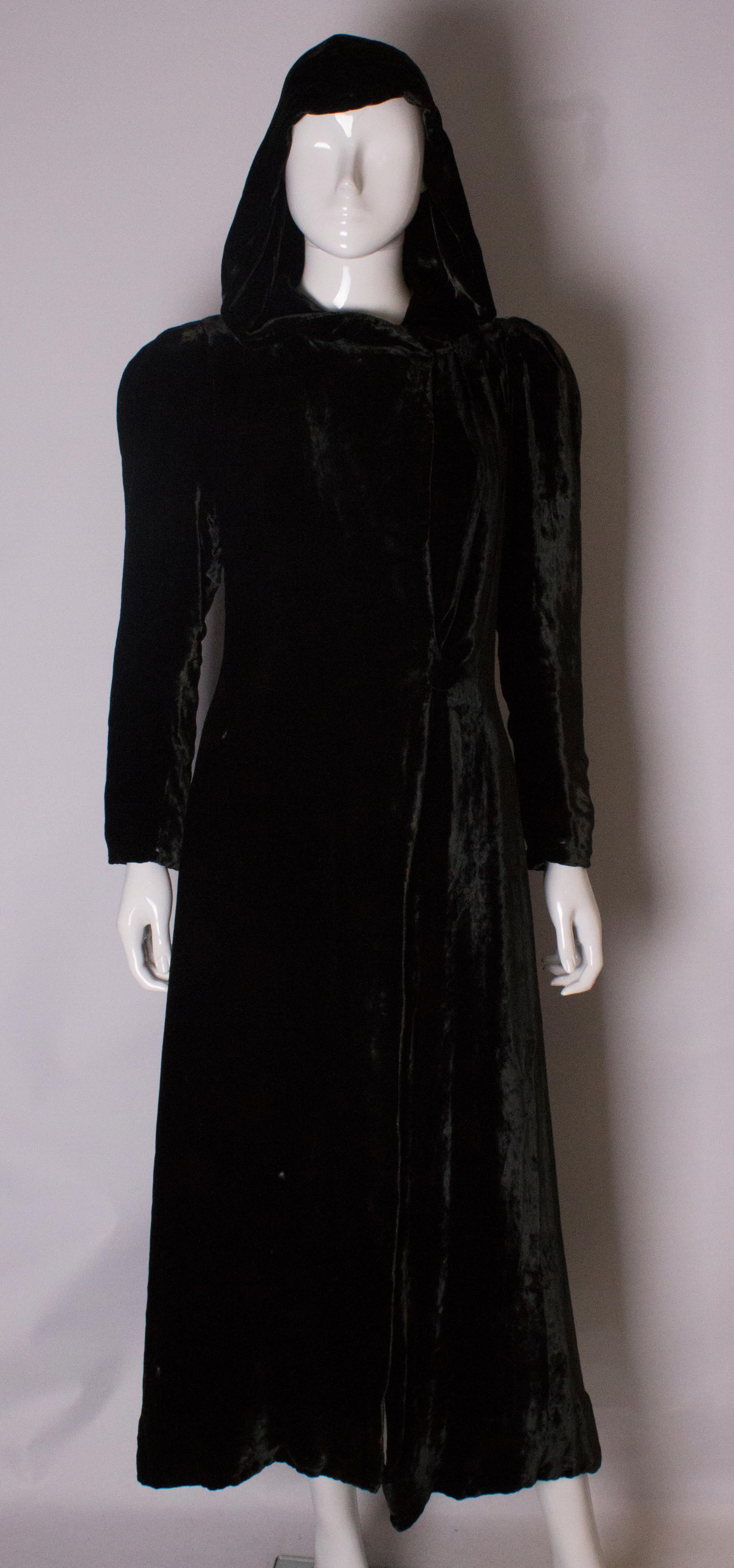 Velvet Hooded Vintage Coat 1