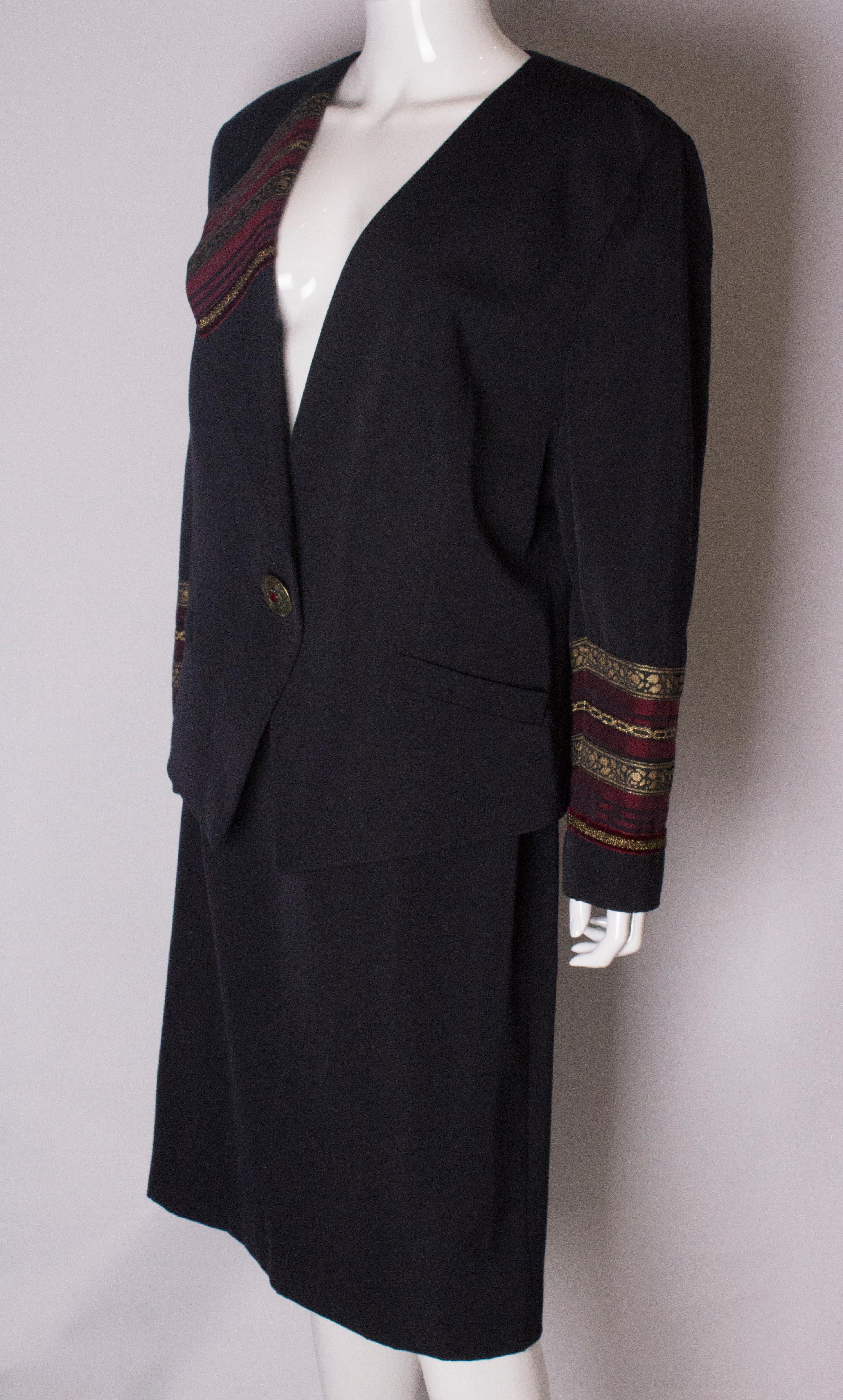 Black Louis Feraud Vintage Skirt Suit For Sale