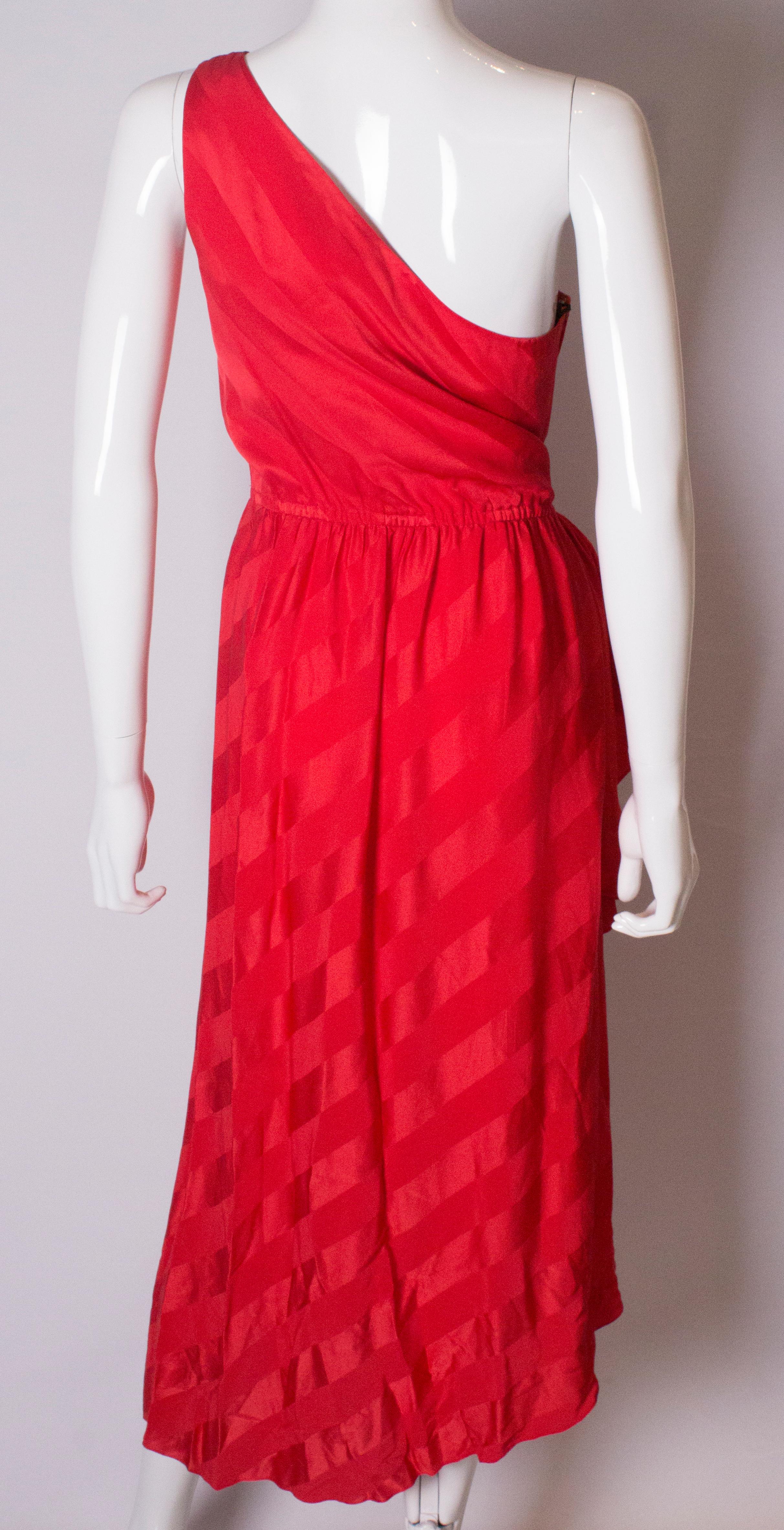 Bruce Oldfield Vintage Red Silk Dress 2