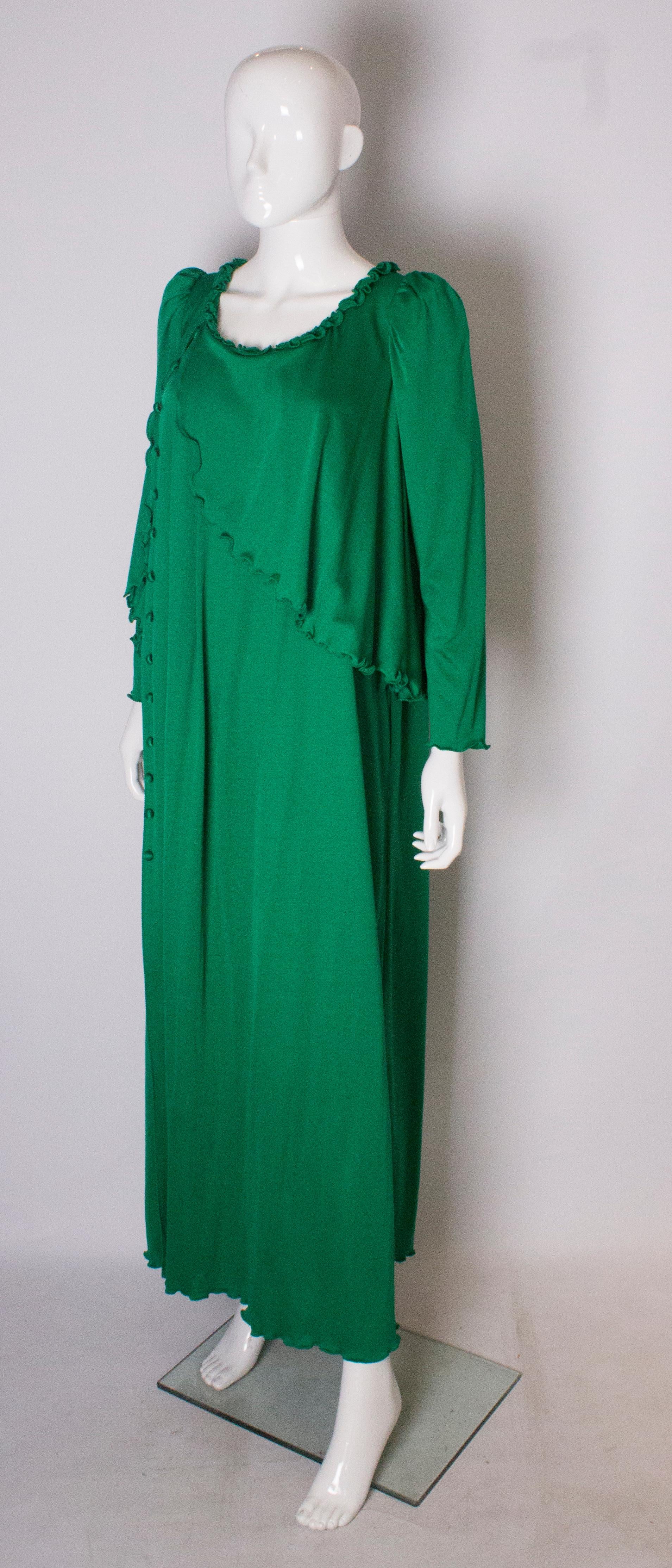 Jean Varon Vintage Green Gown, 1970s   In Good Condition In London, GB