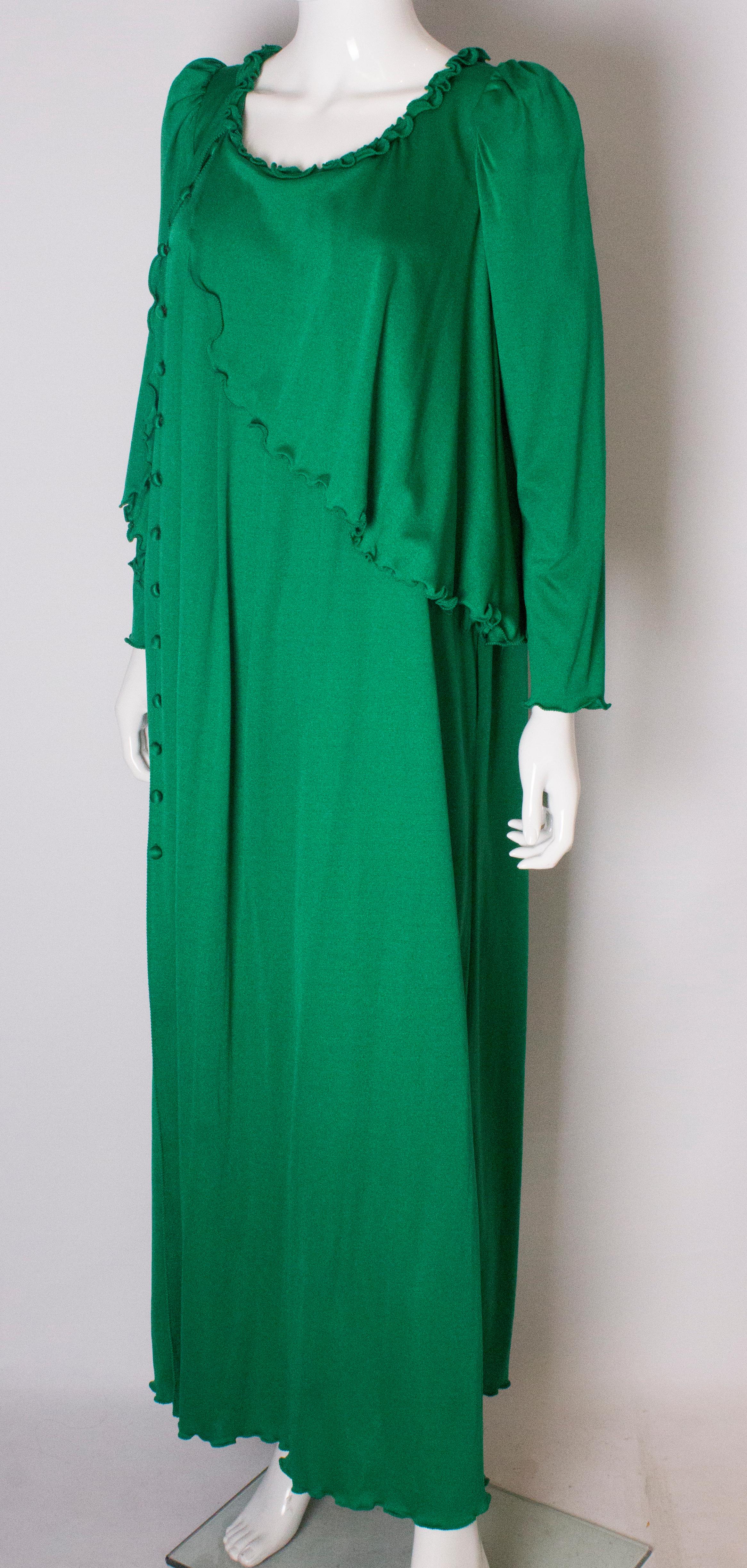 Women's Jean Varon Vintage Green Gown, 1970s  