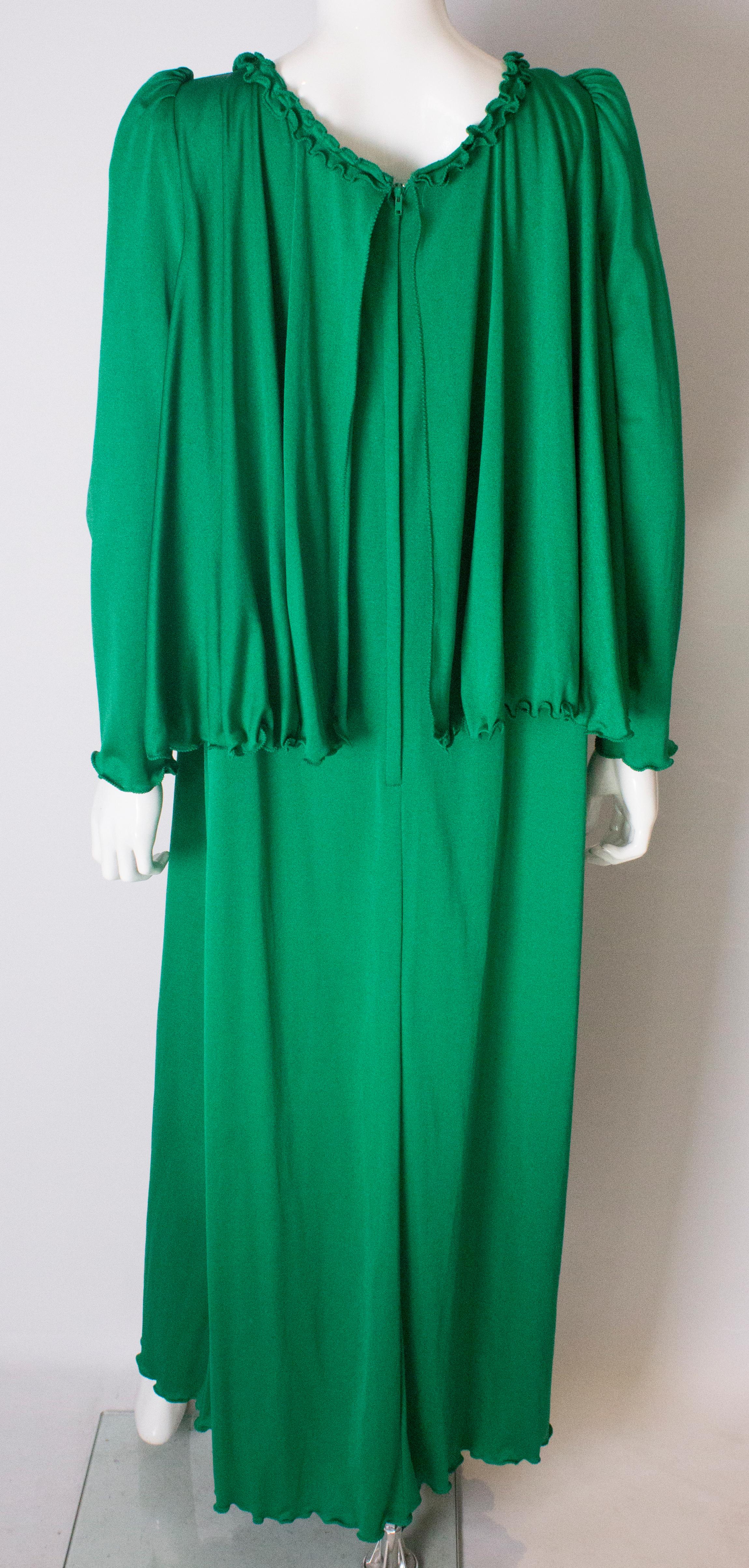 Jean Varon Vintage Green Gown, 1970s   4