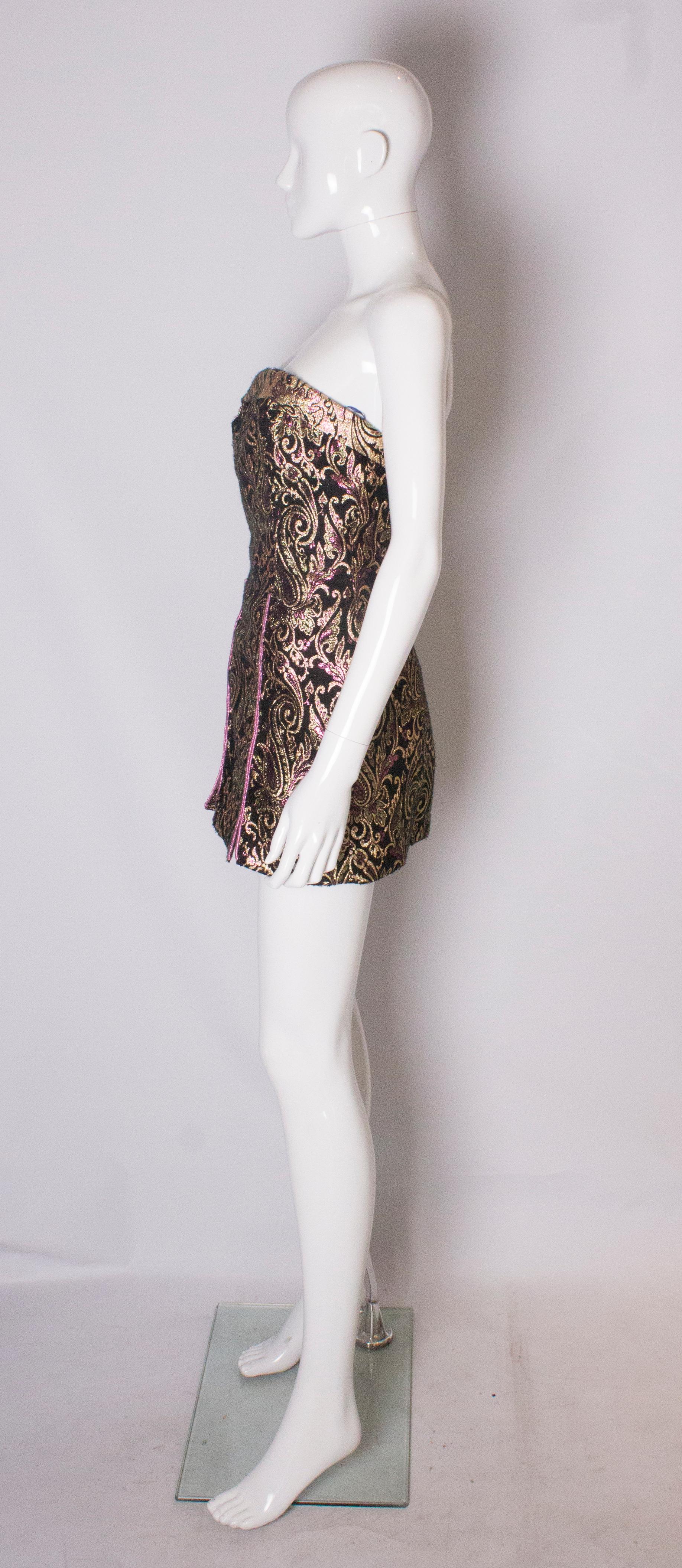 Women's Brocade Vintage Top / Mini Dress
