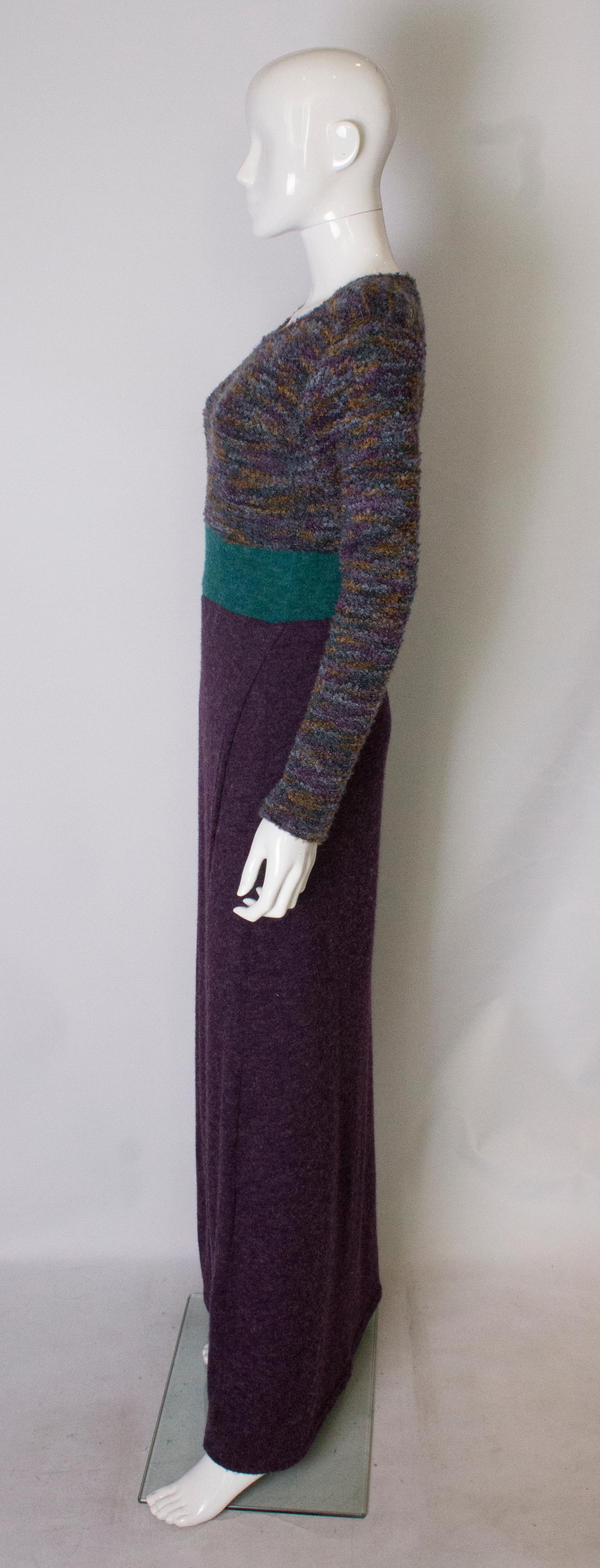 Robe en maille vintage violette et turquoise Pour femmes en vente