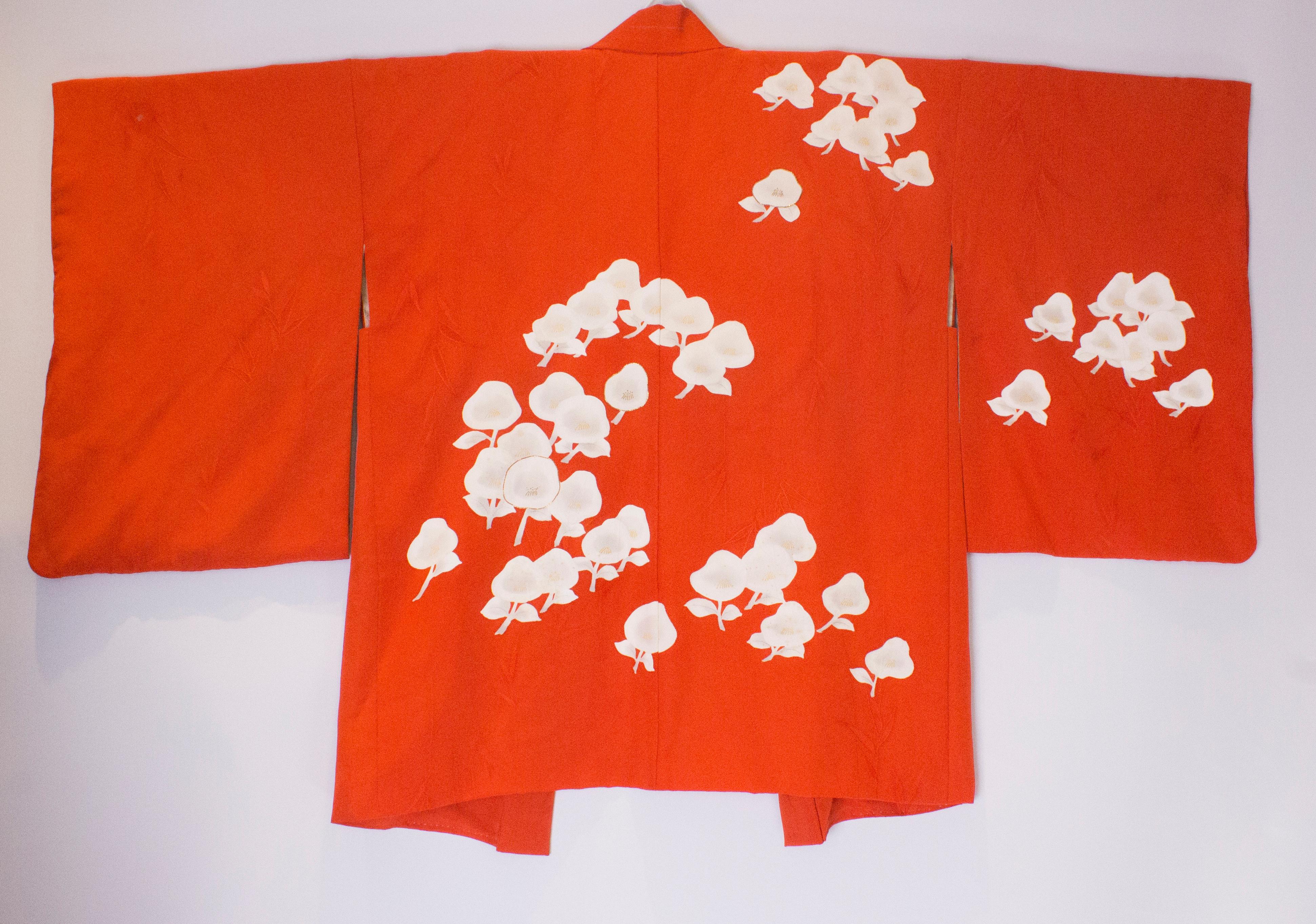 Vintage Burnt Orange Silk Kimono S/M