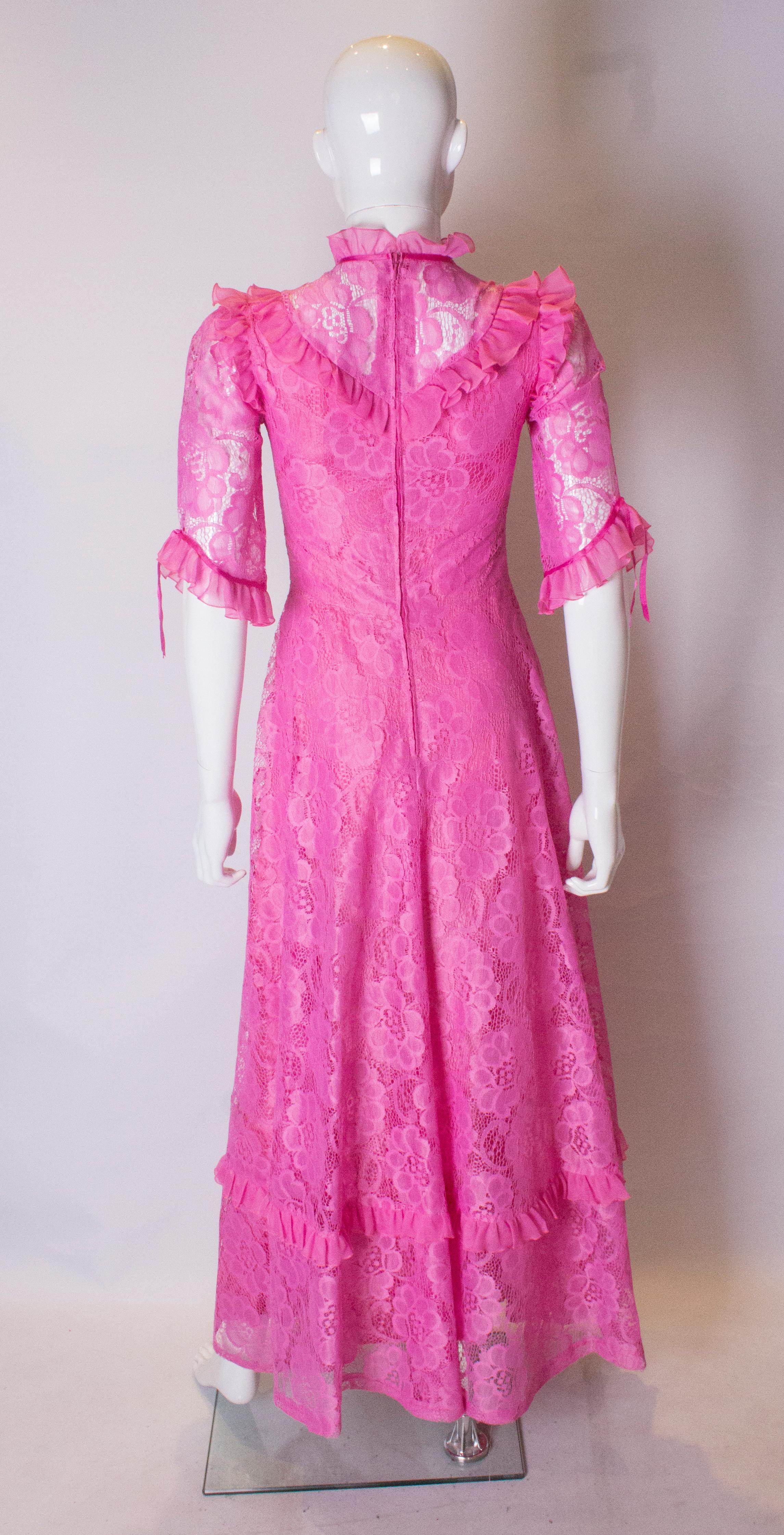 Vintage Pink Lace Dress 3