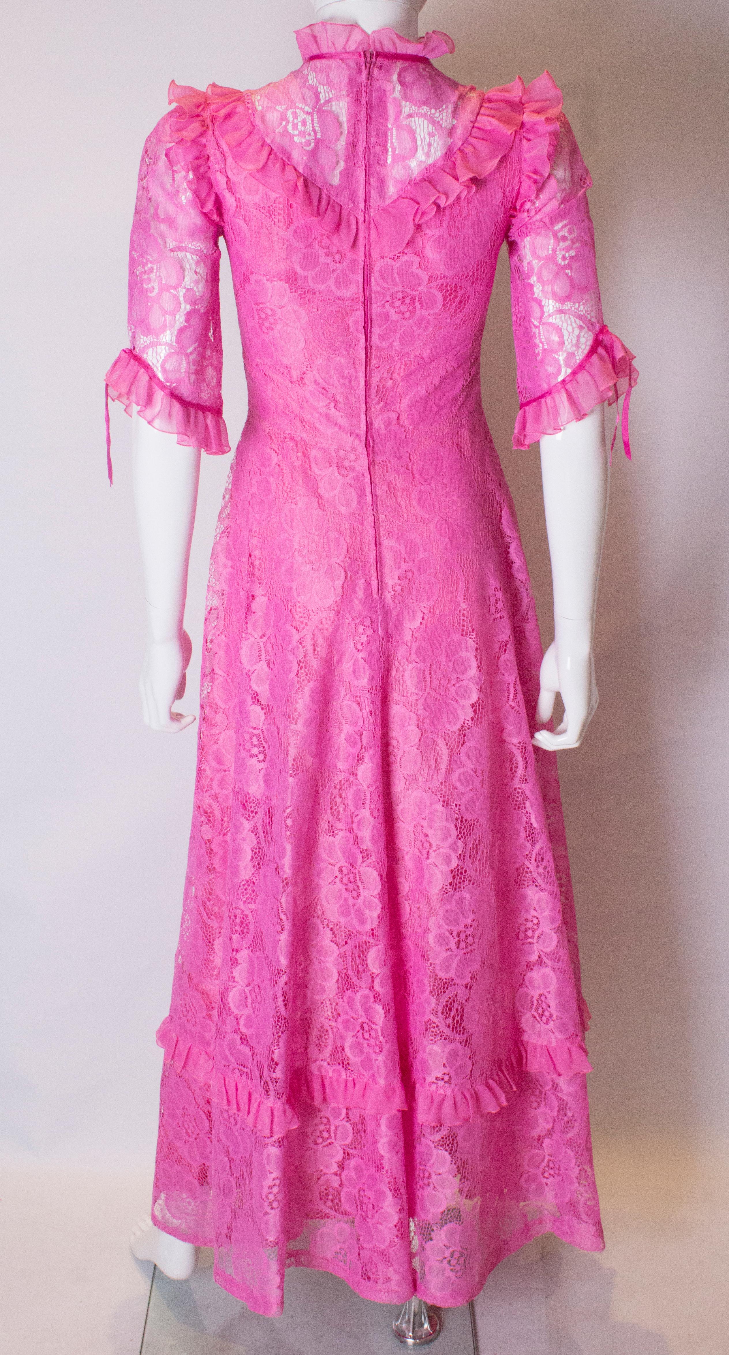 Vintage Pink Lace Dress 4