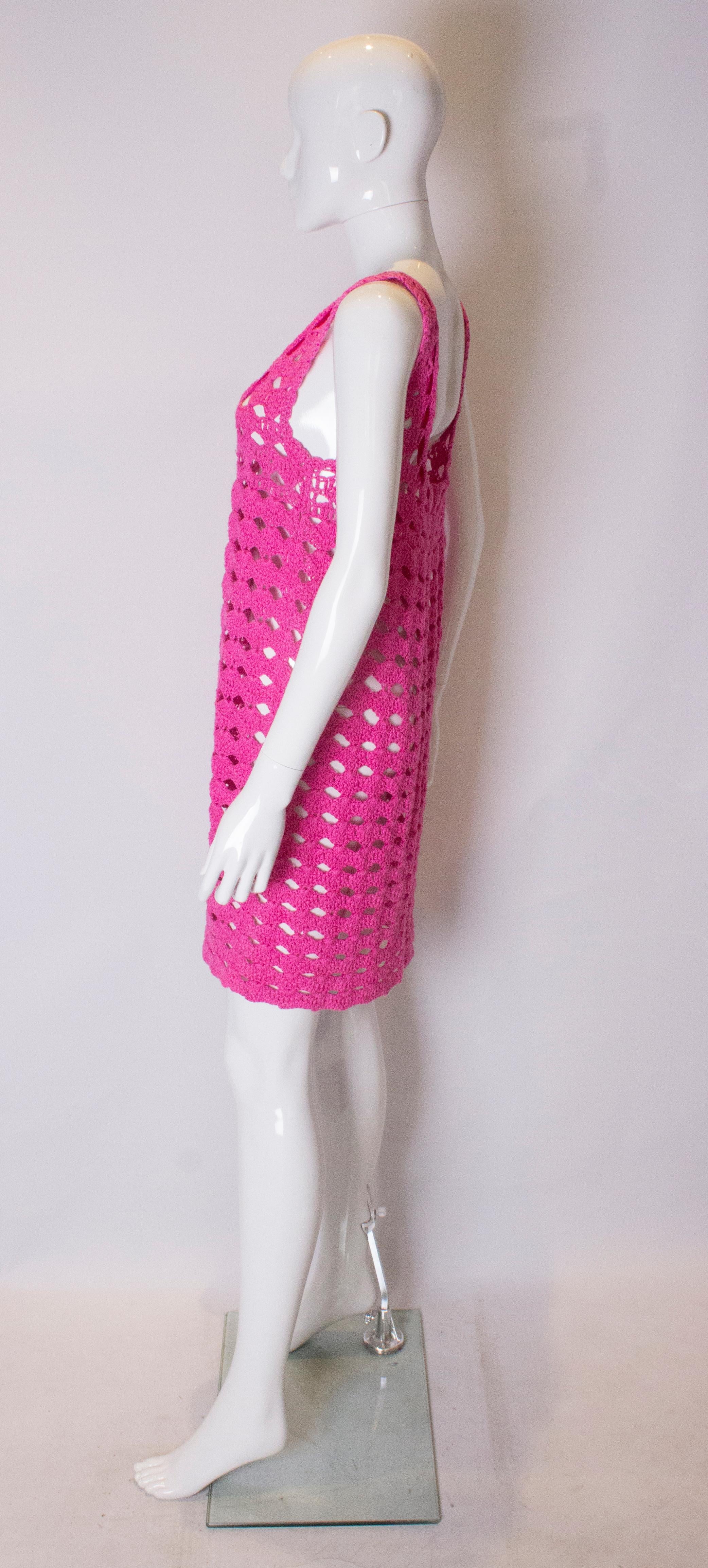 Vintage Pink Crochet Shift Dress 1