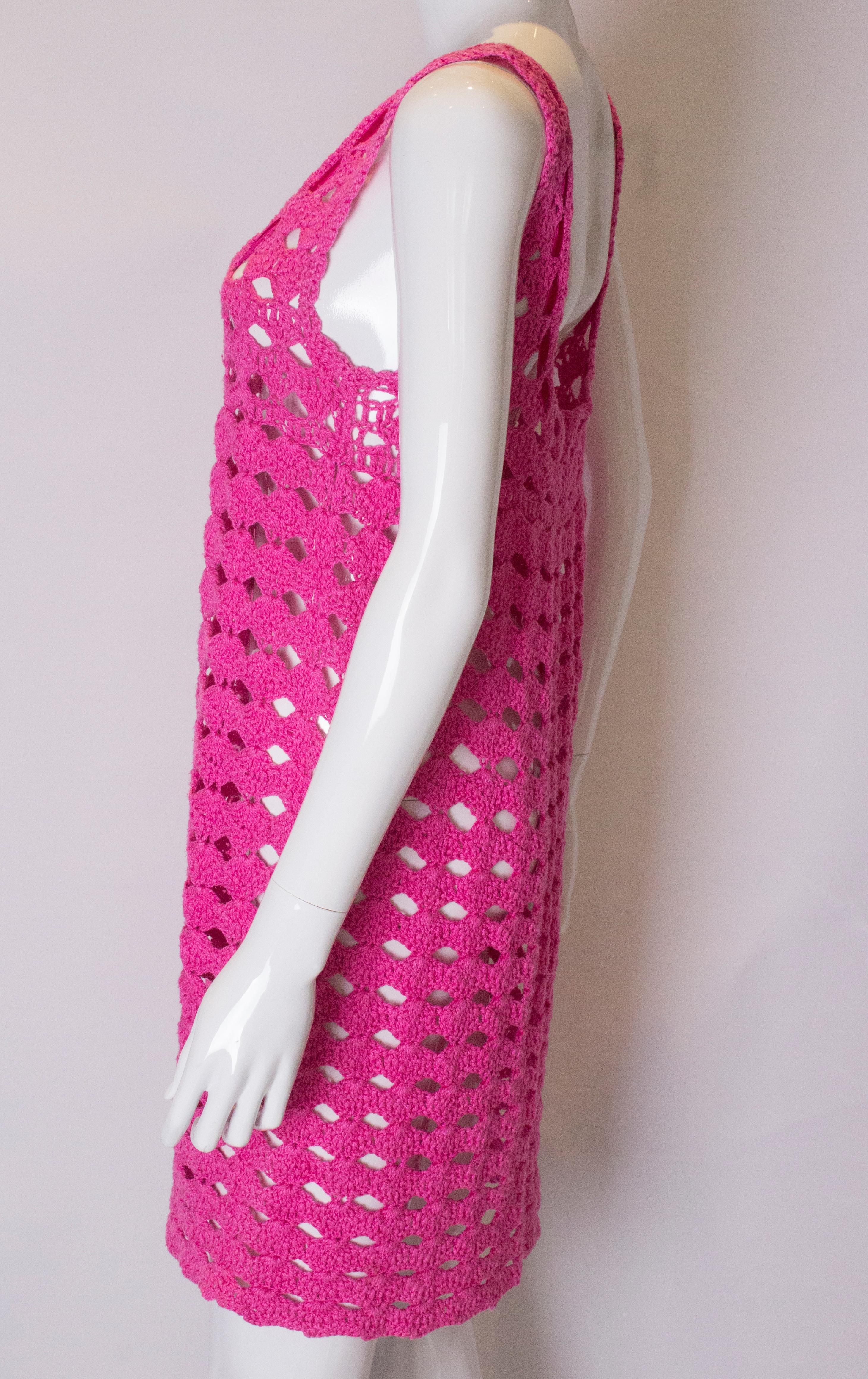 Vintage Pink Crochet Shift Dress 2