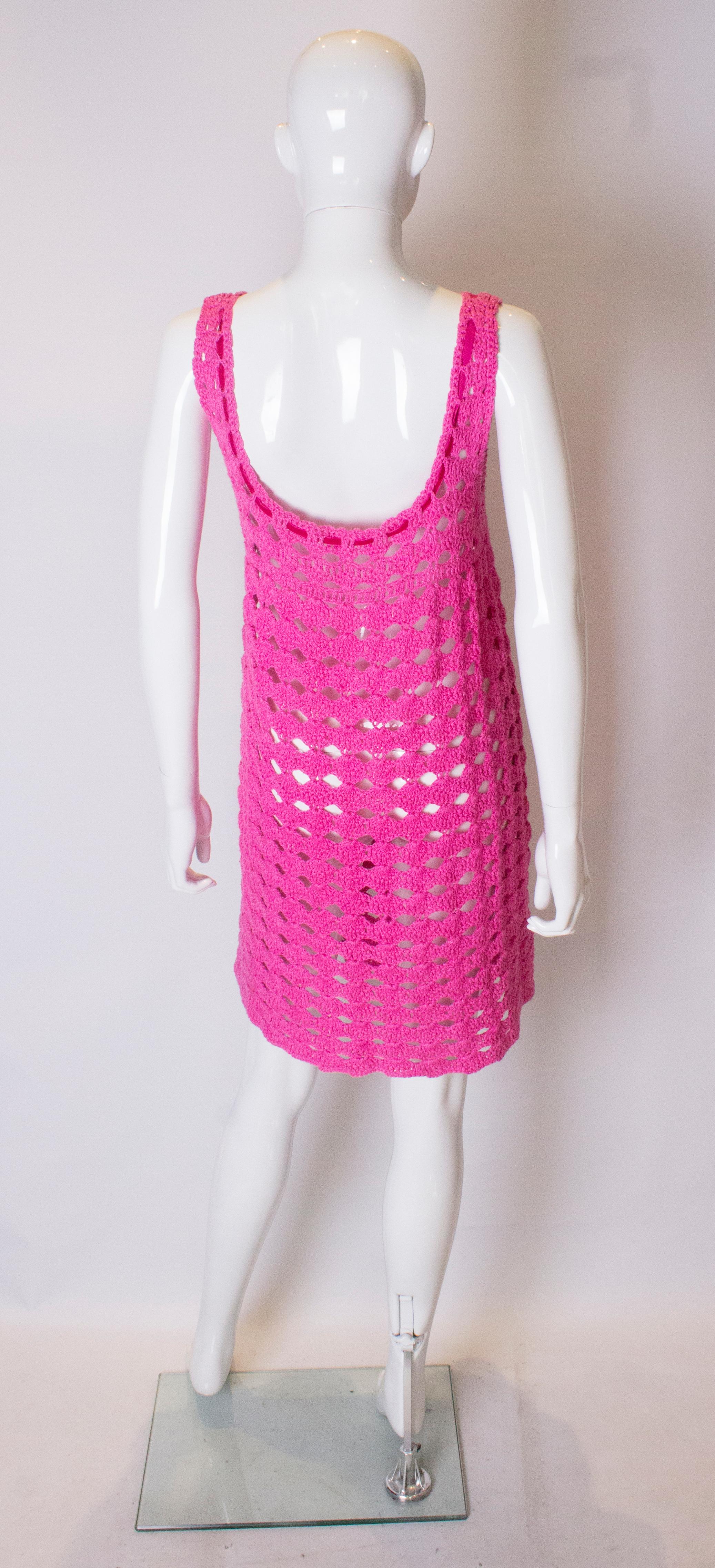 Vintage Pink Crochet Shift Dress 3