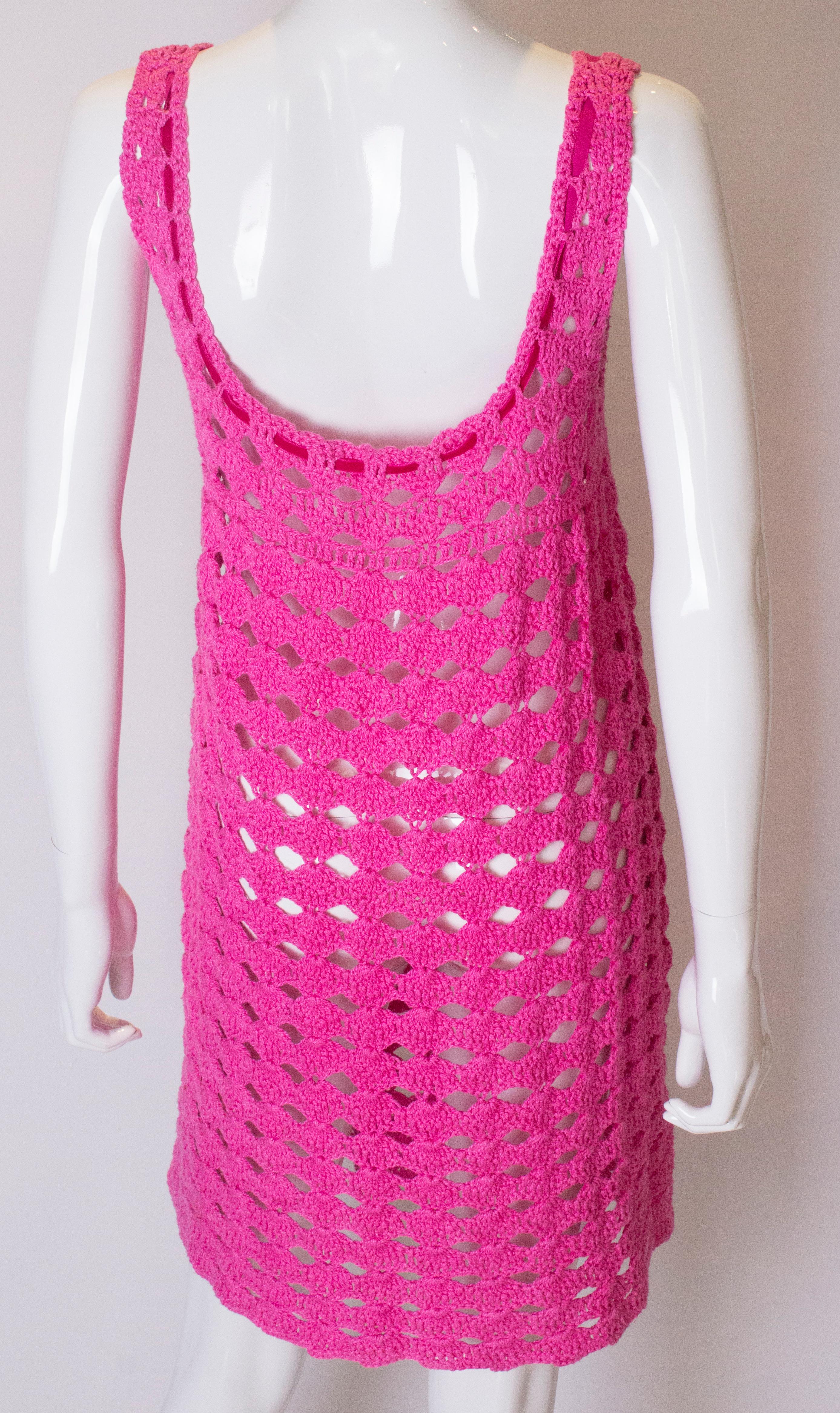 Vintage Pink Crochet Shift Dress 4
