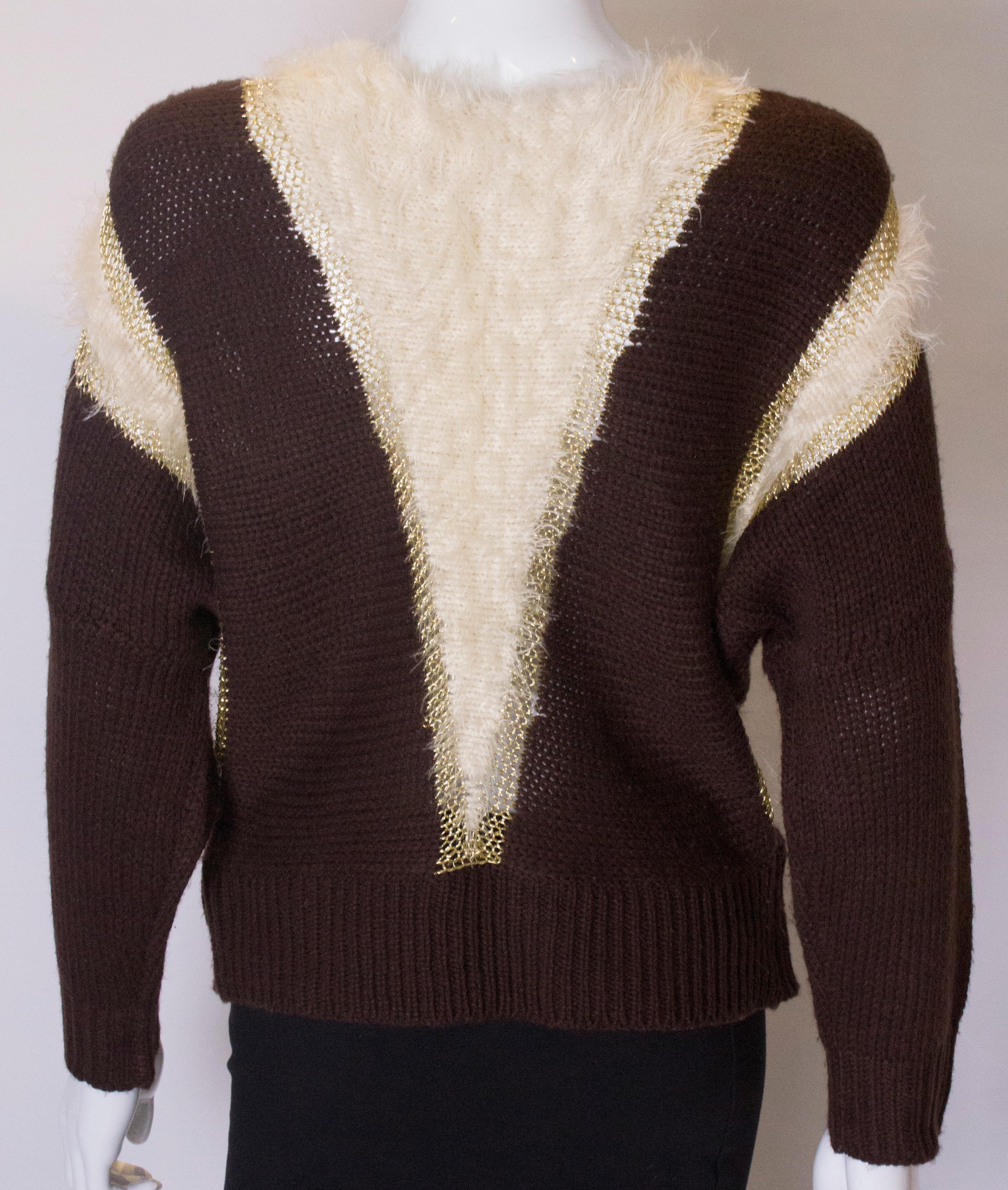 Vintage Brown , Gold and White Jumper  For Sale 1
