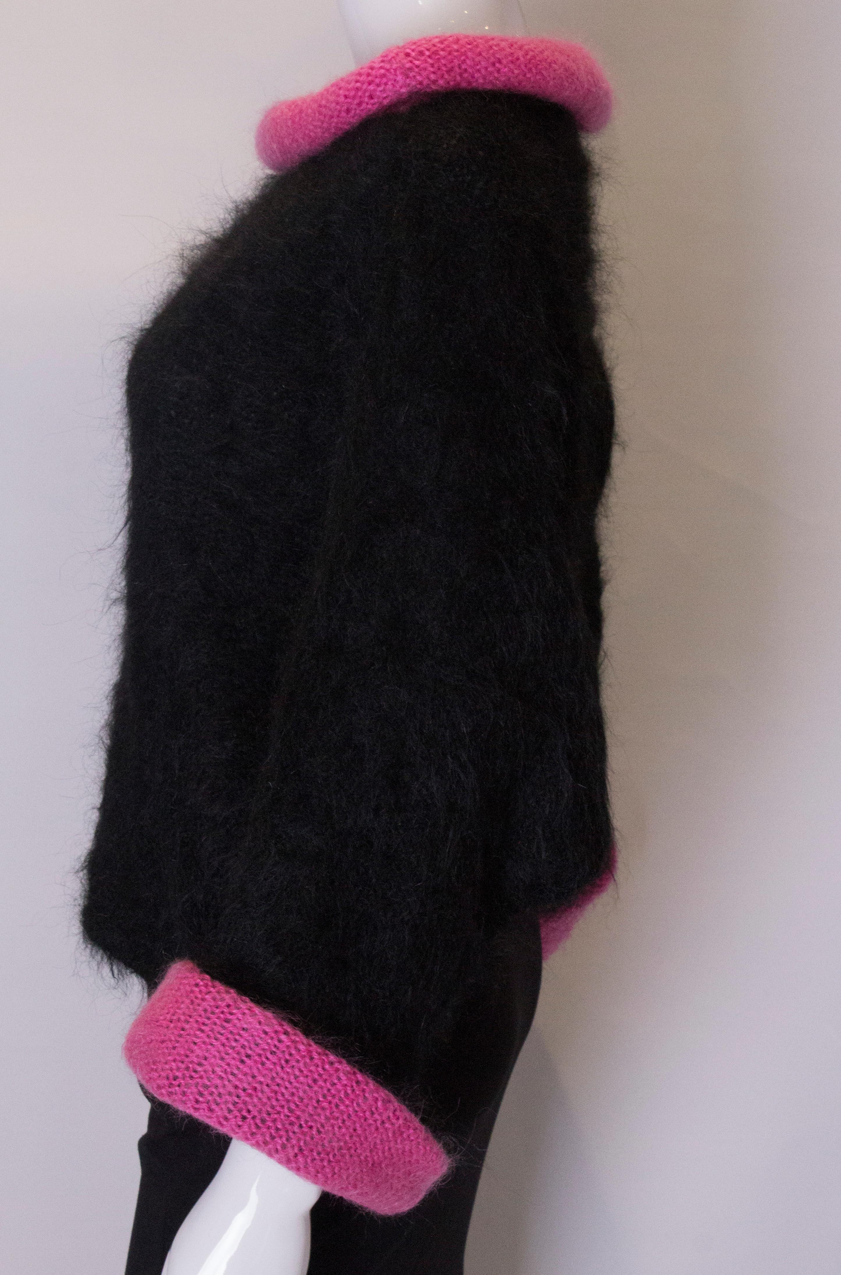 Vintage Black and Pink Mohair Jumper 2