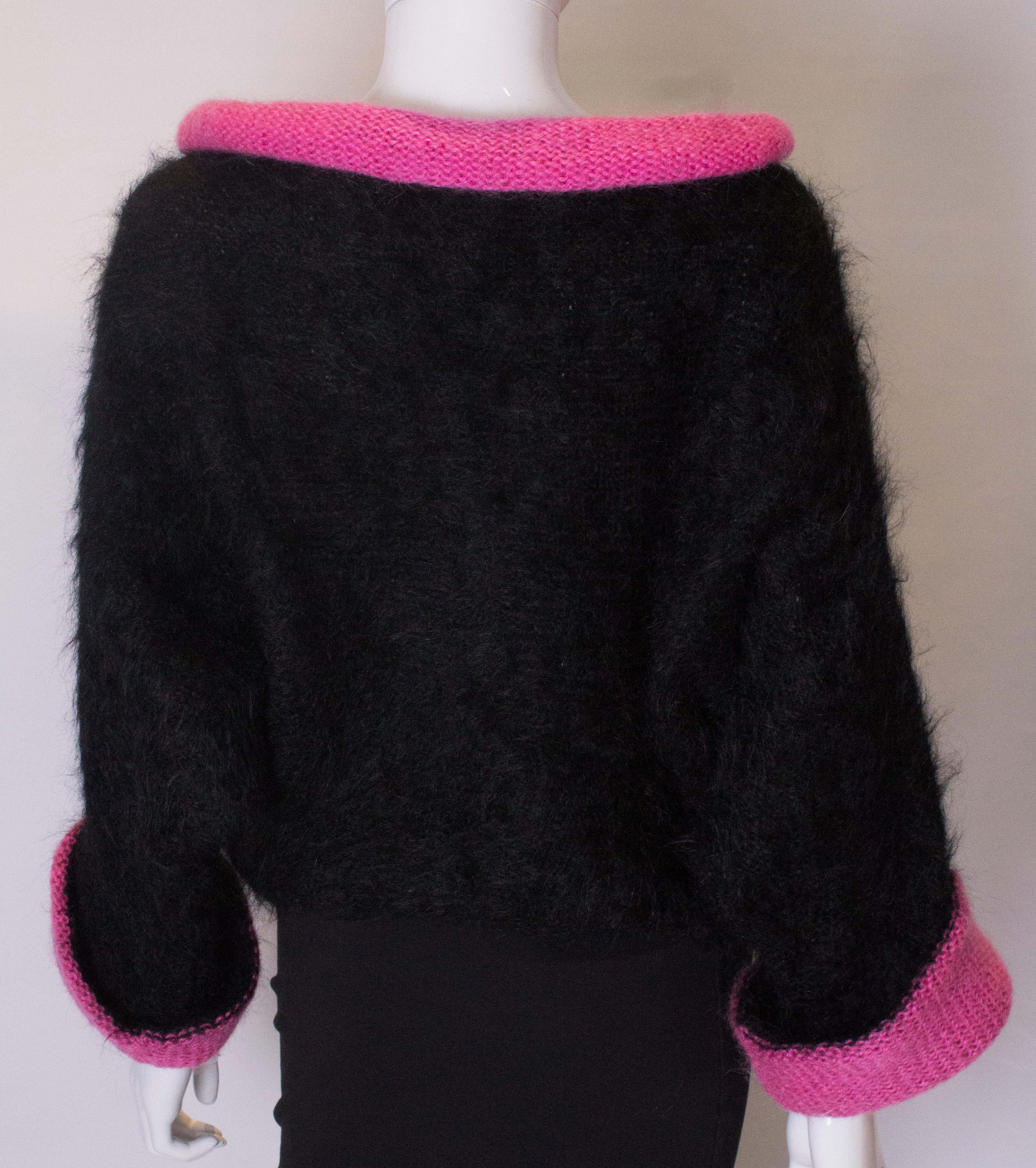 Vintage Black and Pink Mohair Jumper 4