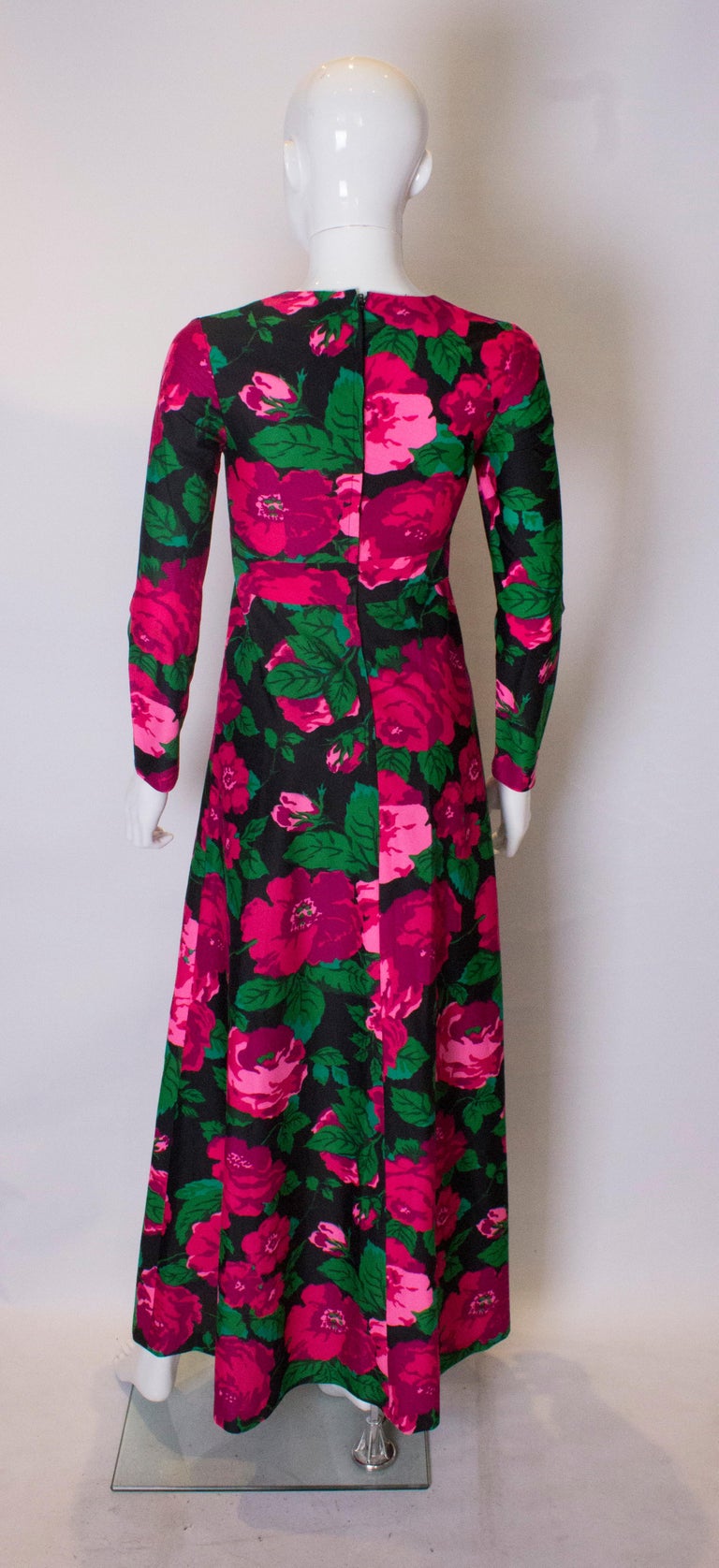 Vintage Rose Print Gown For Sale at 1stDibs