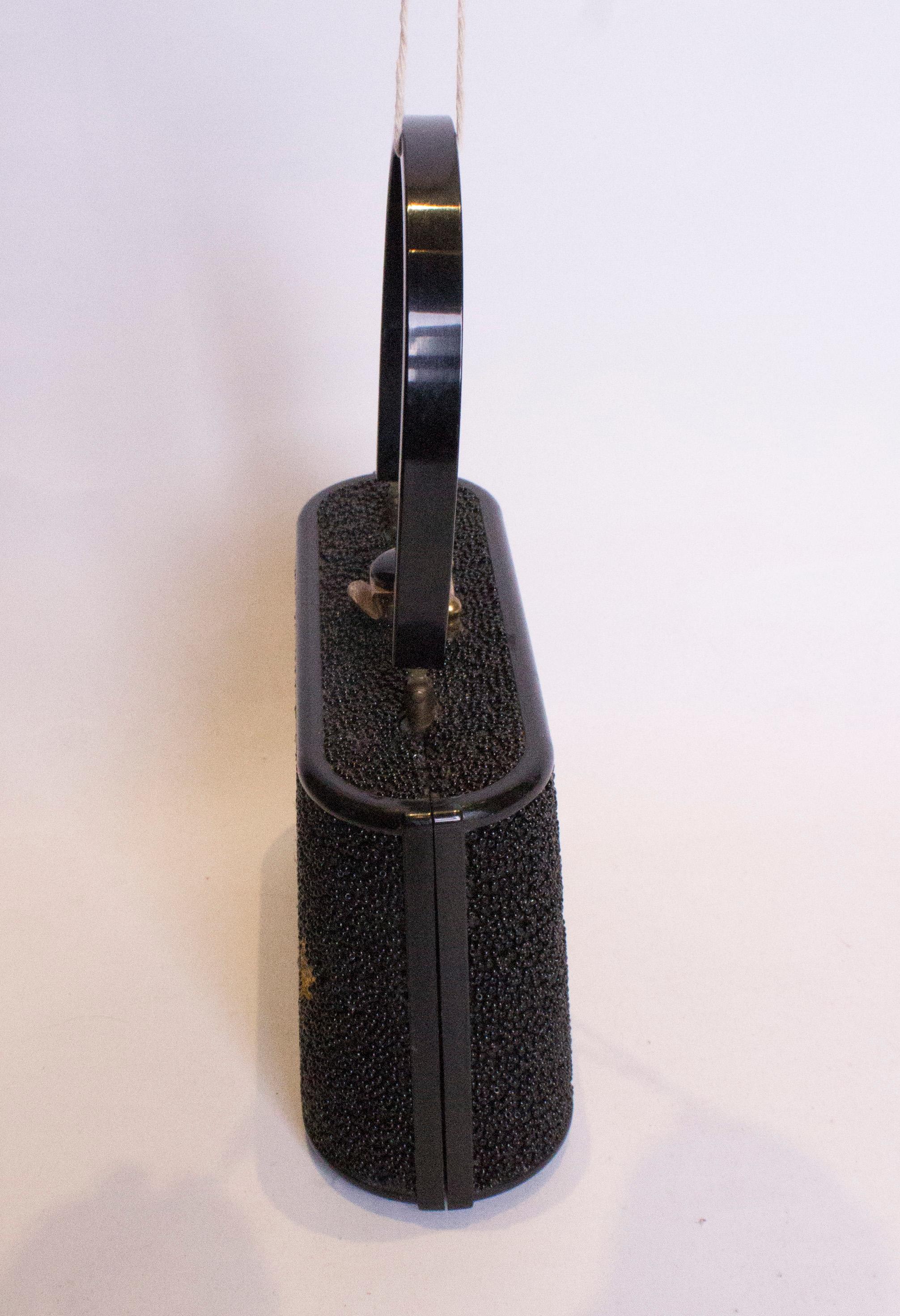 Black Vintage Bakerlite Bag with Bead Detail