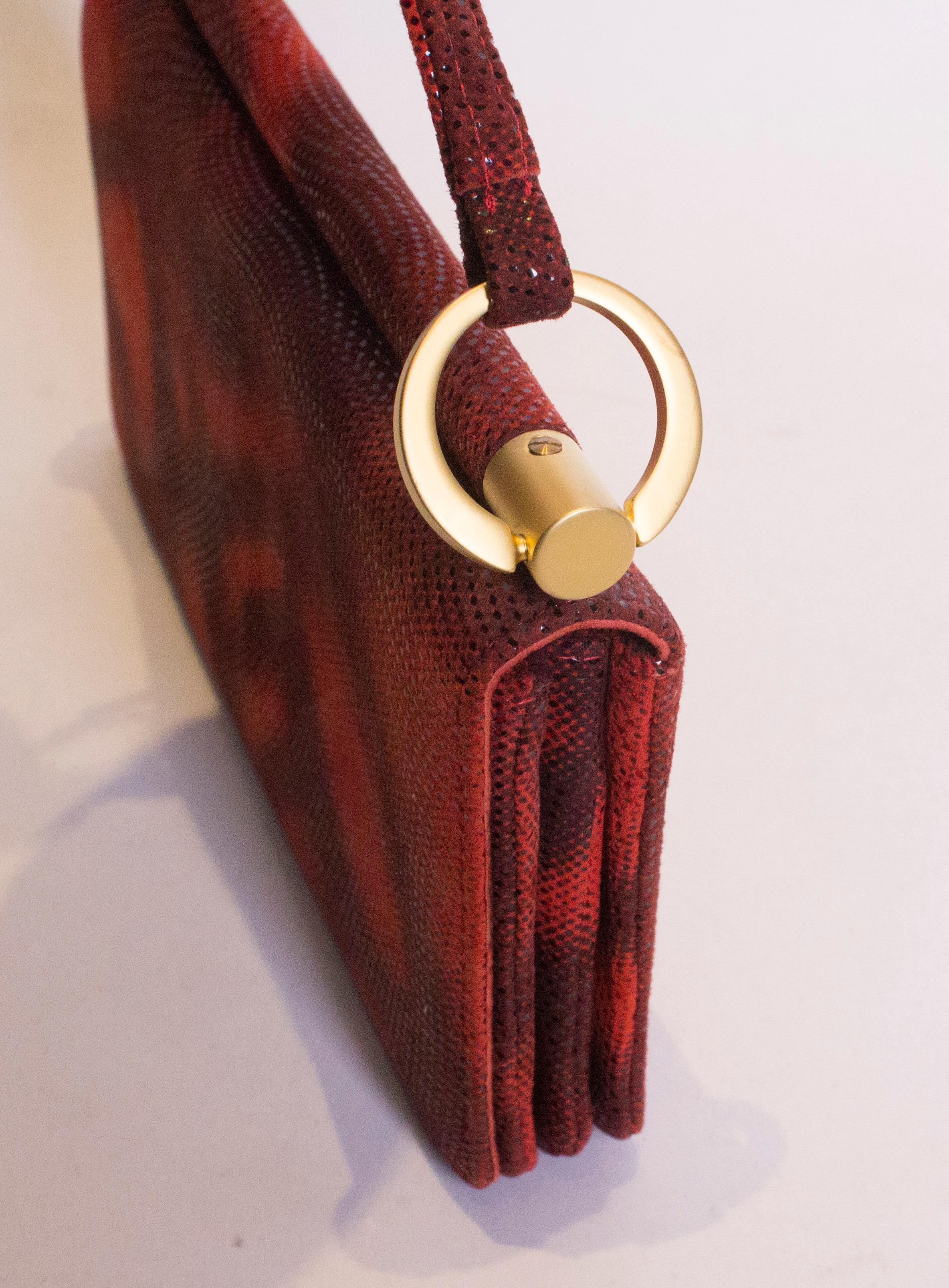 Brown Vintage Charles Jourdan Red Handbag For Sale