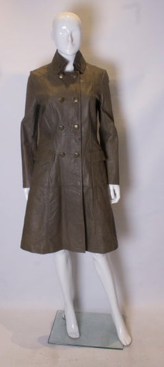 Vintage Olive Leather Coat