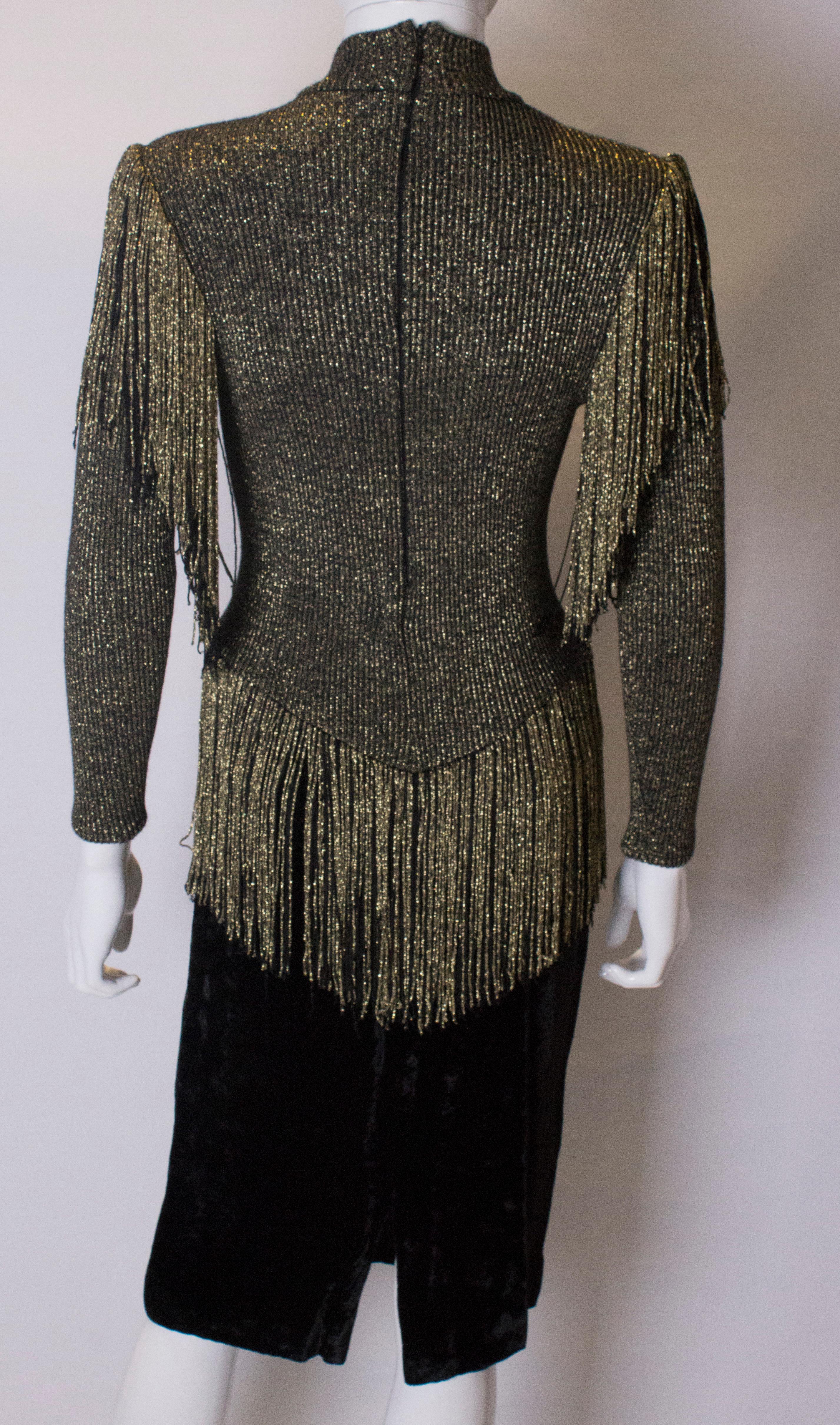 Vintage Gold and Black Party Dress with Fringing 4