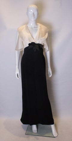 Vintage Caroline Herrera Black and White Gown