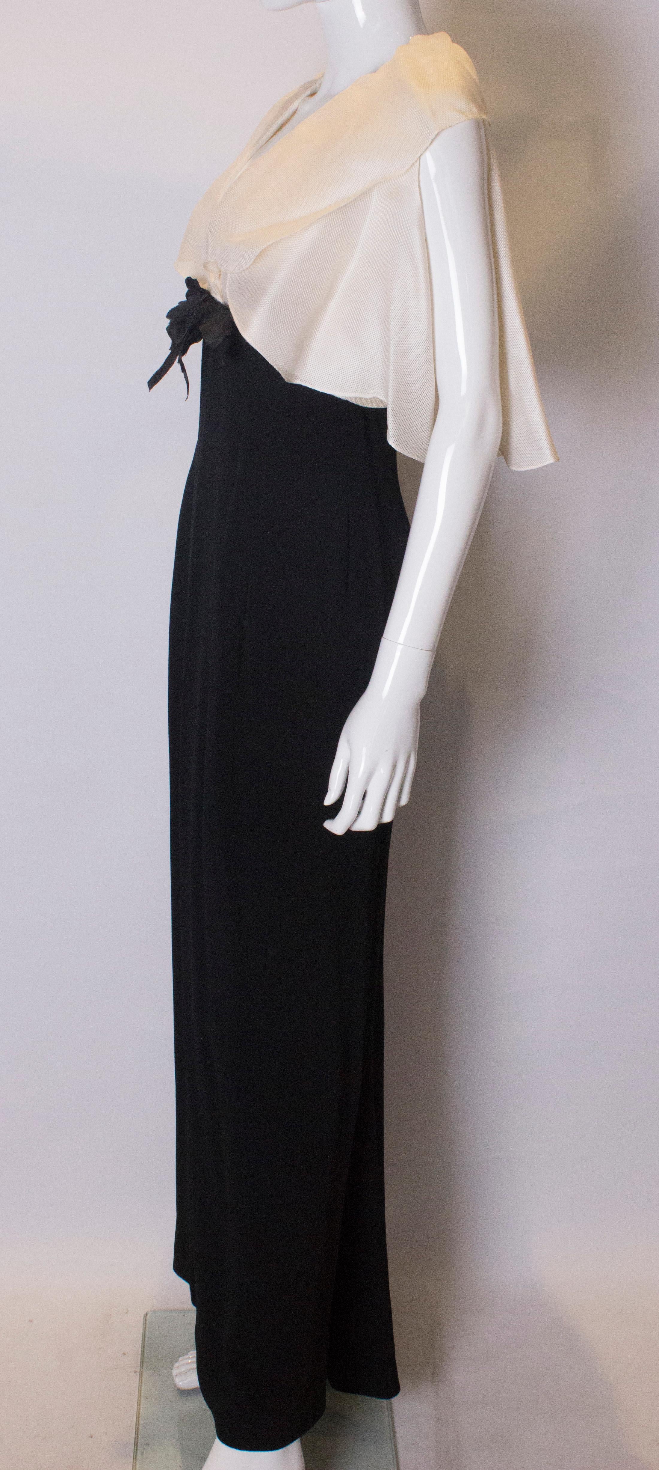 Vintage Caroline Herrera Black and White Gown 1