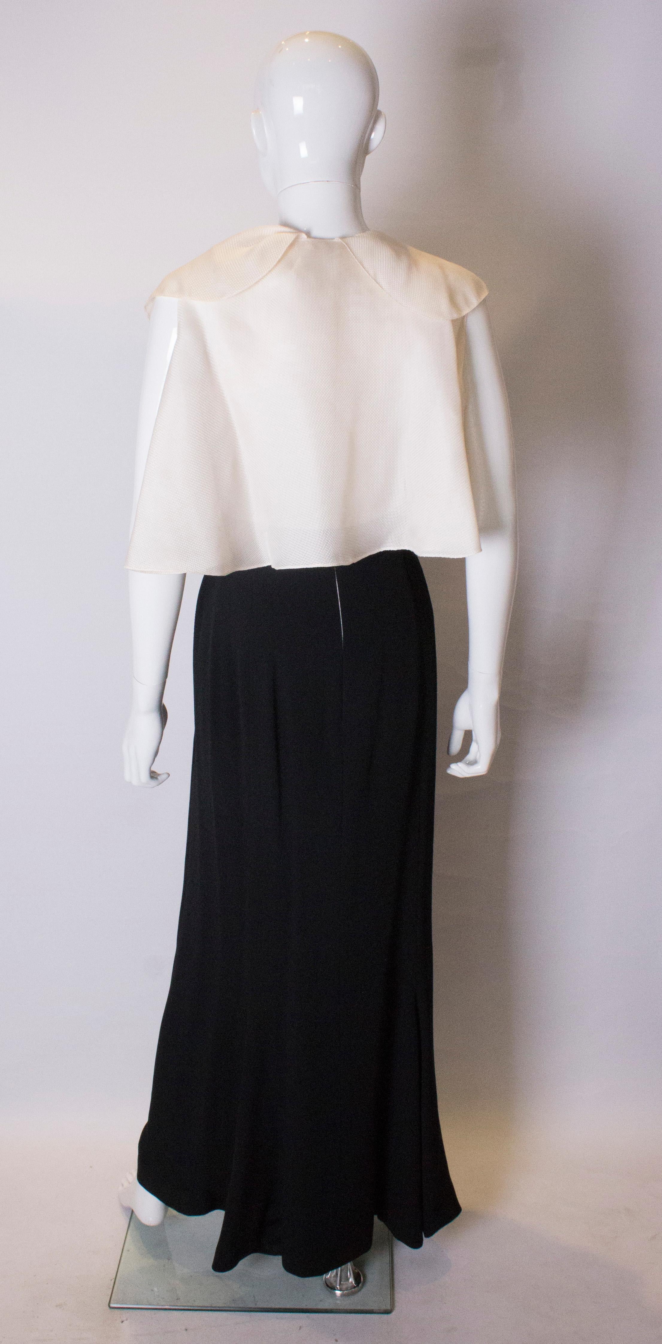 Vintage Caroline Herrera Black and White Gown 2
