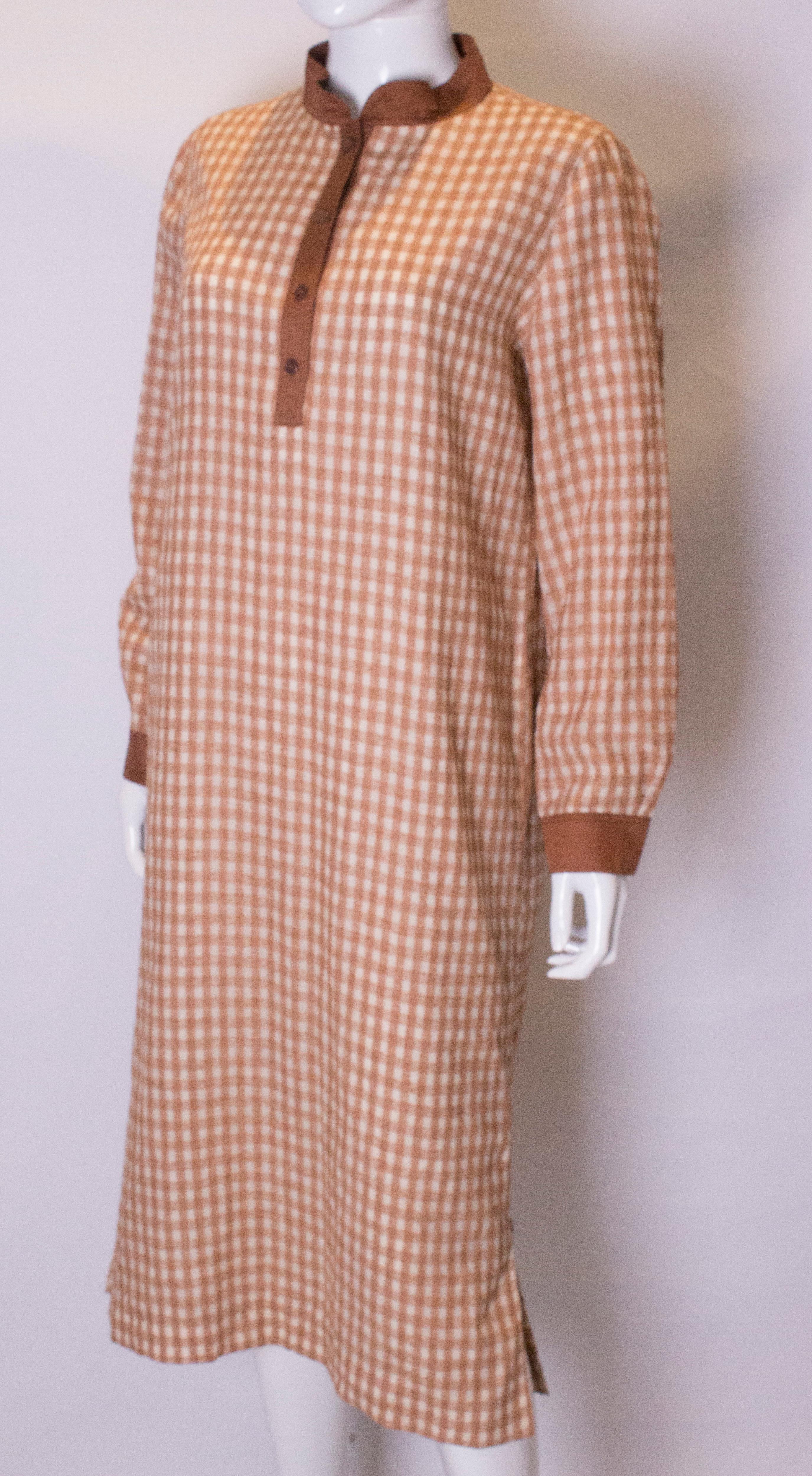 A Vintage 1980s courreges check autumnal Shirt Dress In Good Condition For Sale In London, GB