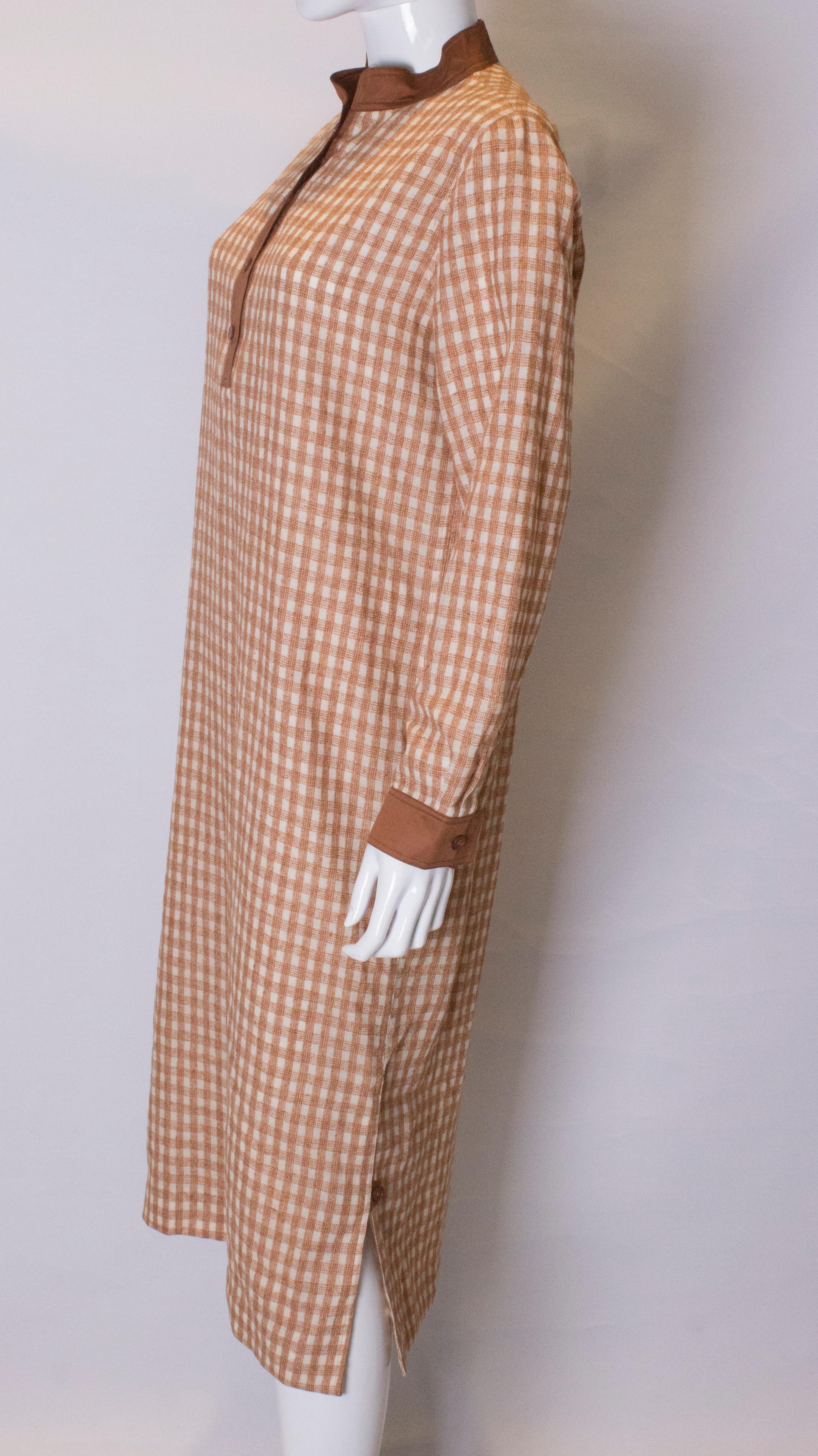 A Vintage 1980s courreges check autumnal Shirt Dress For Sale 1