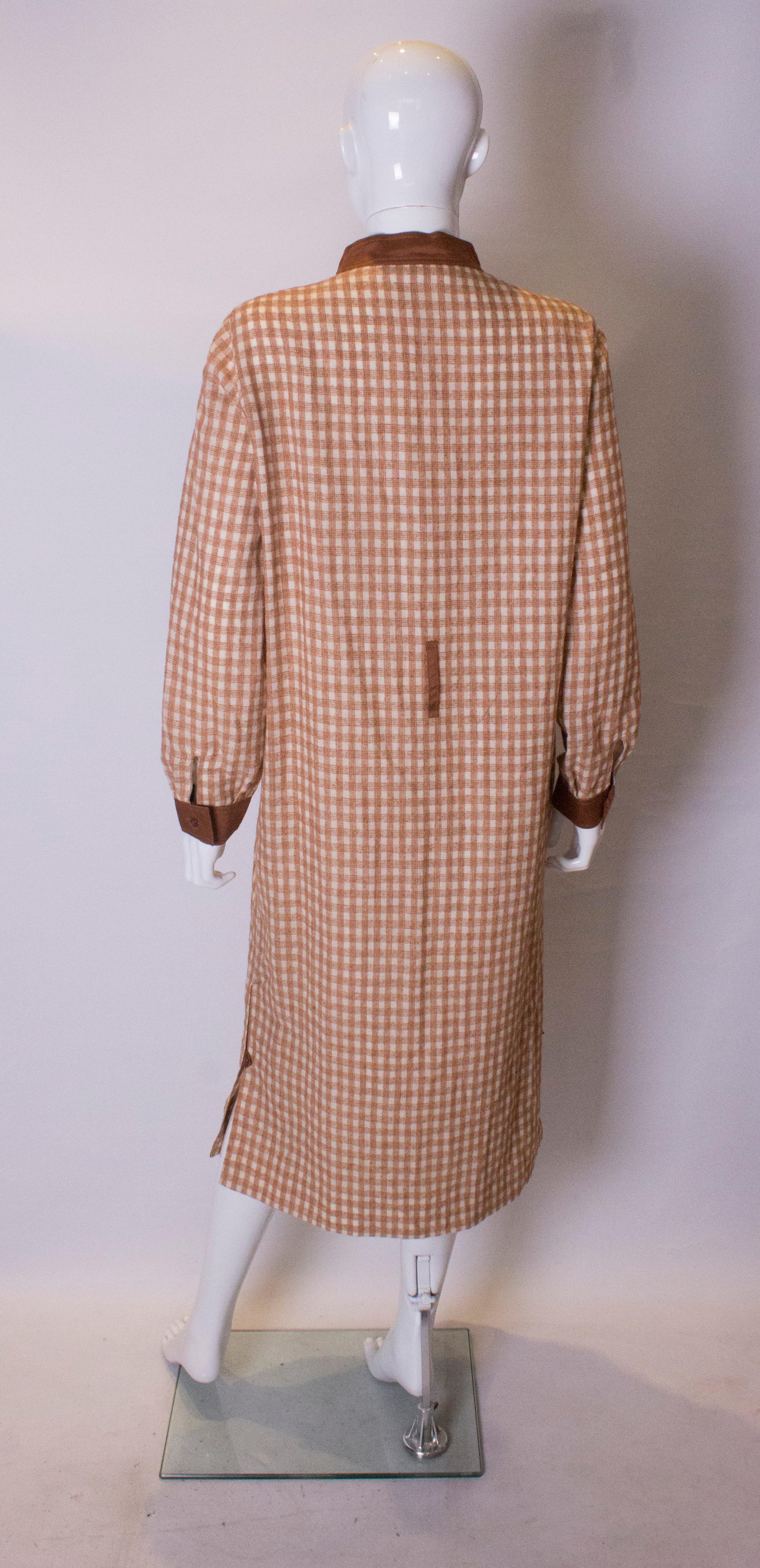 A Vintage 1980s courreges check autumnal Shirt Dress For Sale 2