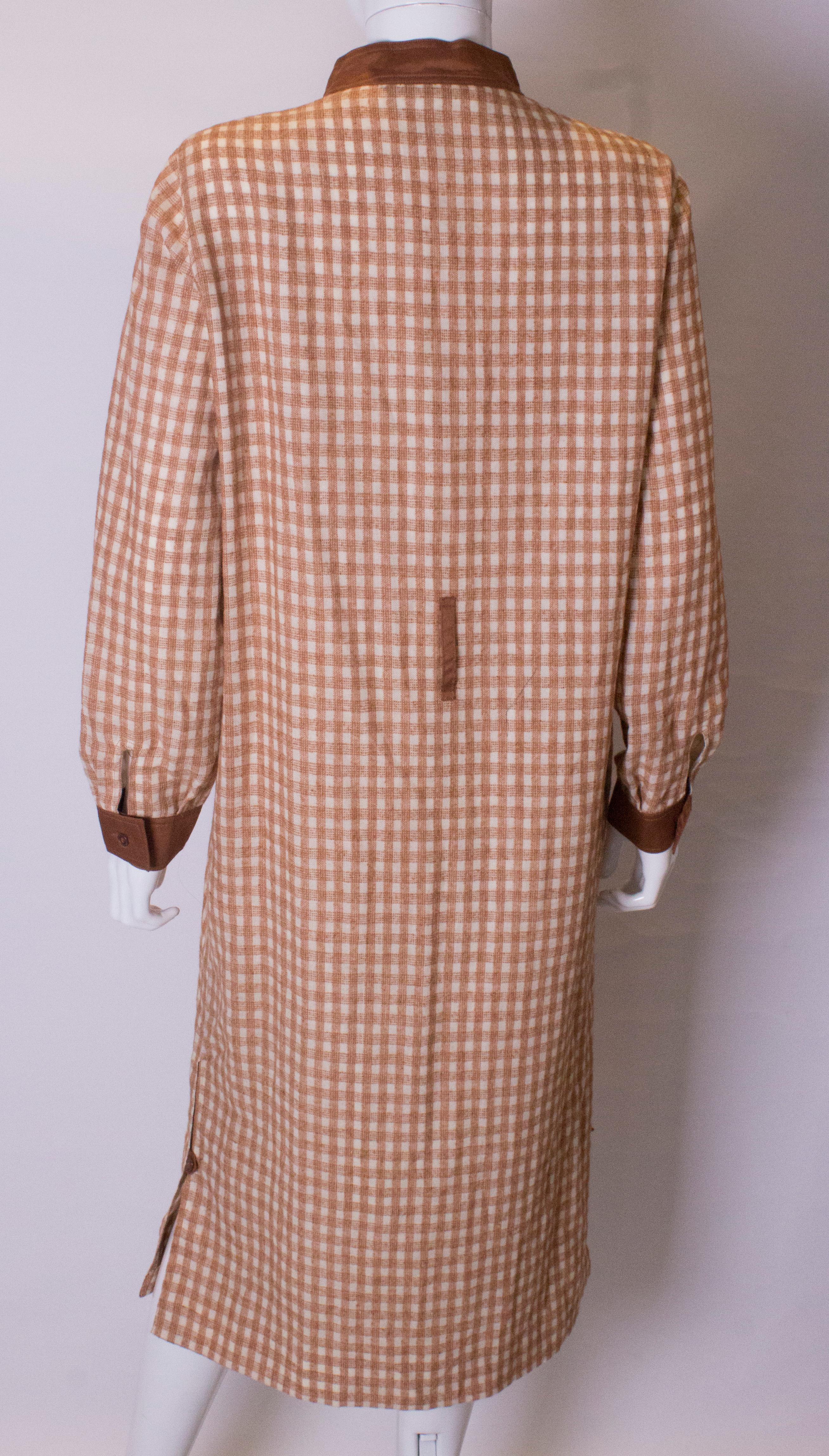 A Vintage 1980s courreges check autumnal Shirt Dress For Sale 3