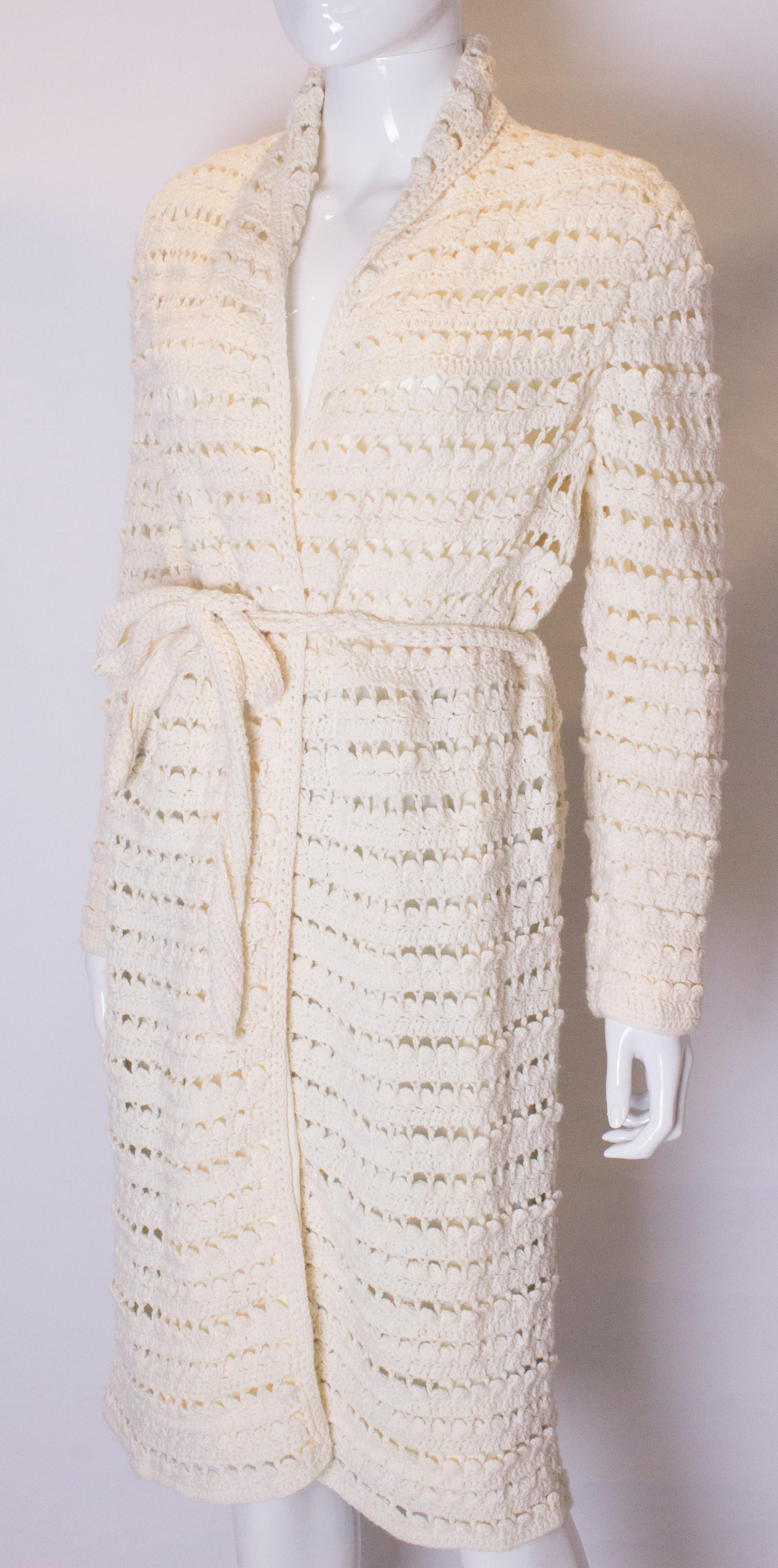 Beige Vintage Knitted Cream Coat