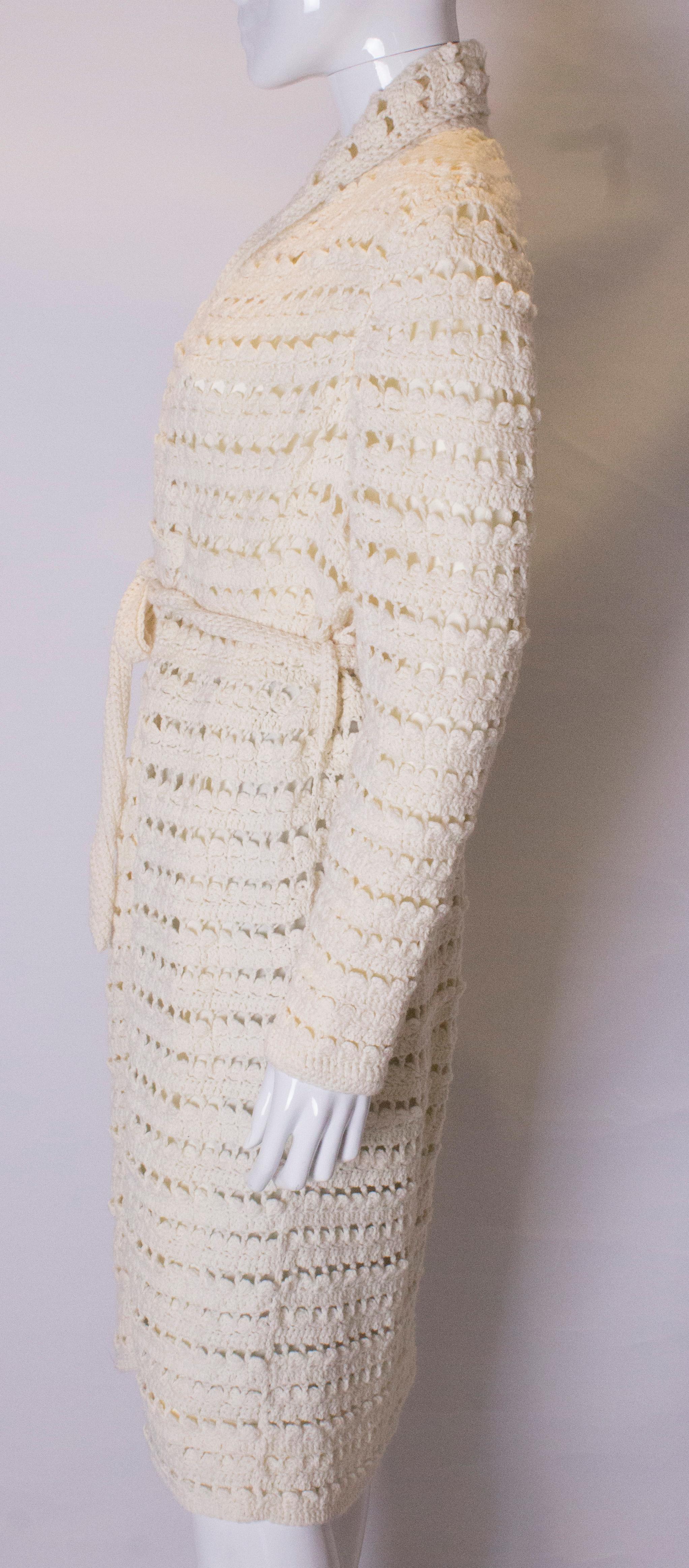 Women's Vintage Knitted Cream Coat