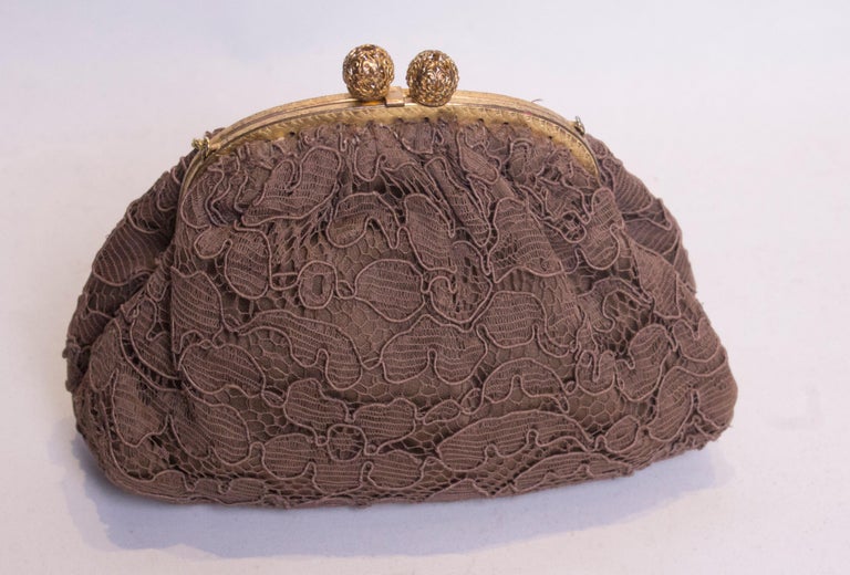 Vintage Brown Lace Evening Bag at 1stDibs | brown evening bags