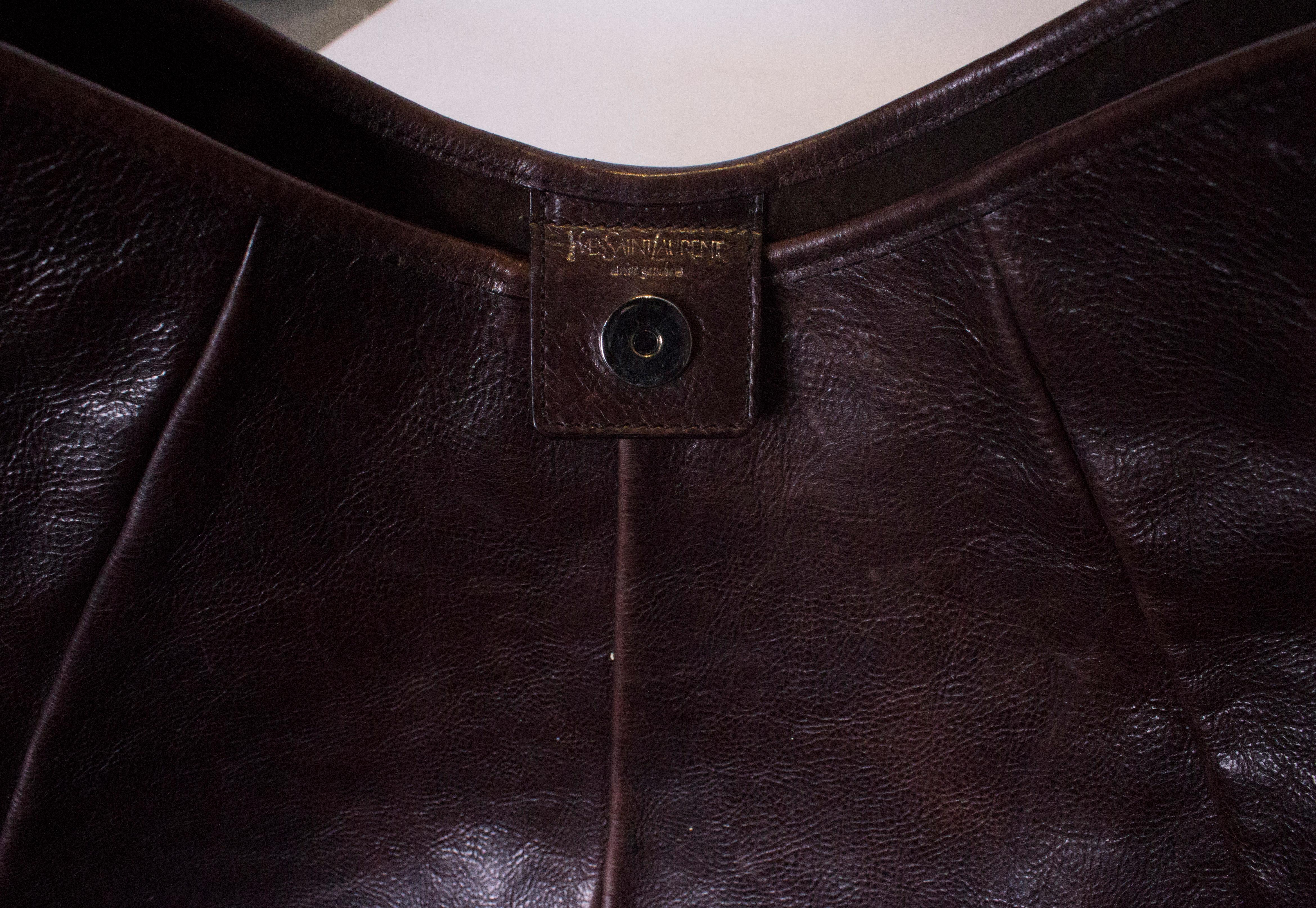 Black Vintage Yves Saint Laurent Brown Leather Mombasa Bag