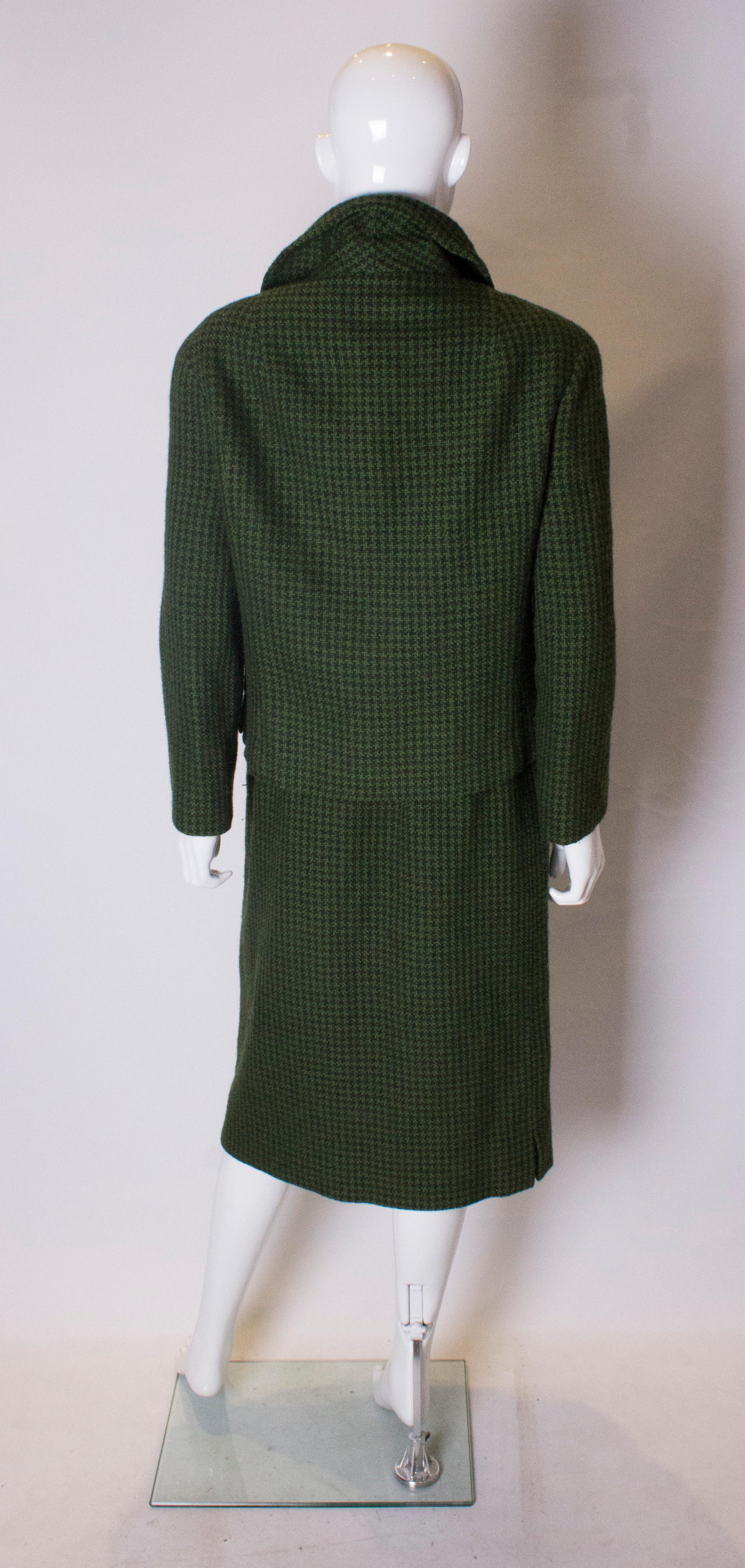 Vintage Hardy Amies Green and Black Wool Suit 1