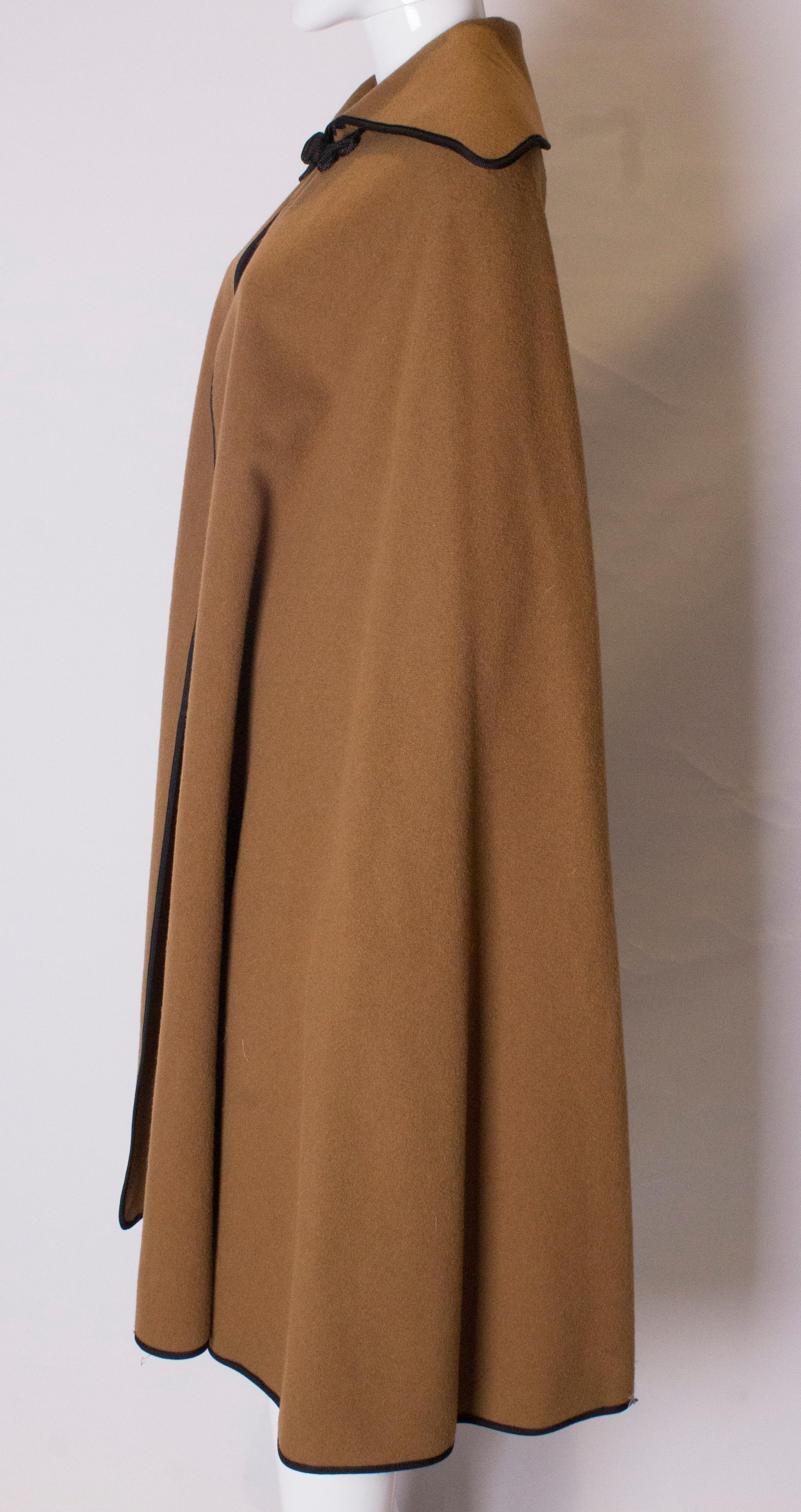 Brown Vintage Jaeger Wool and Camel Hair Cape